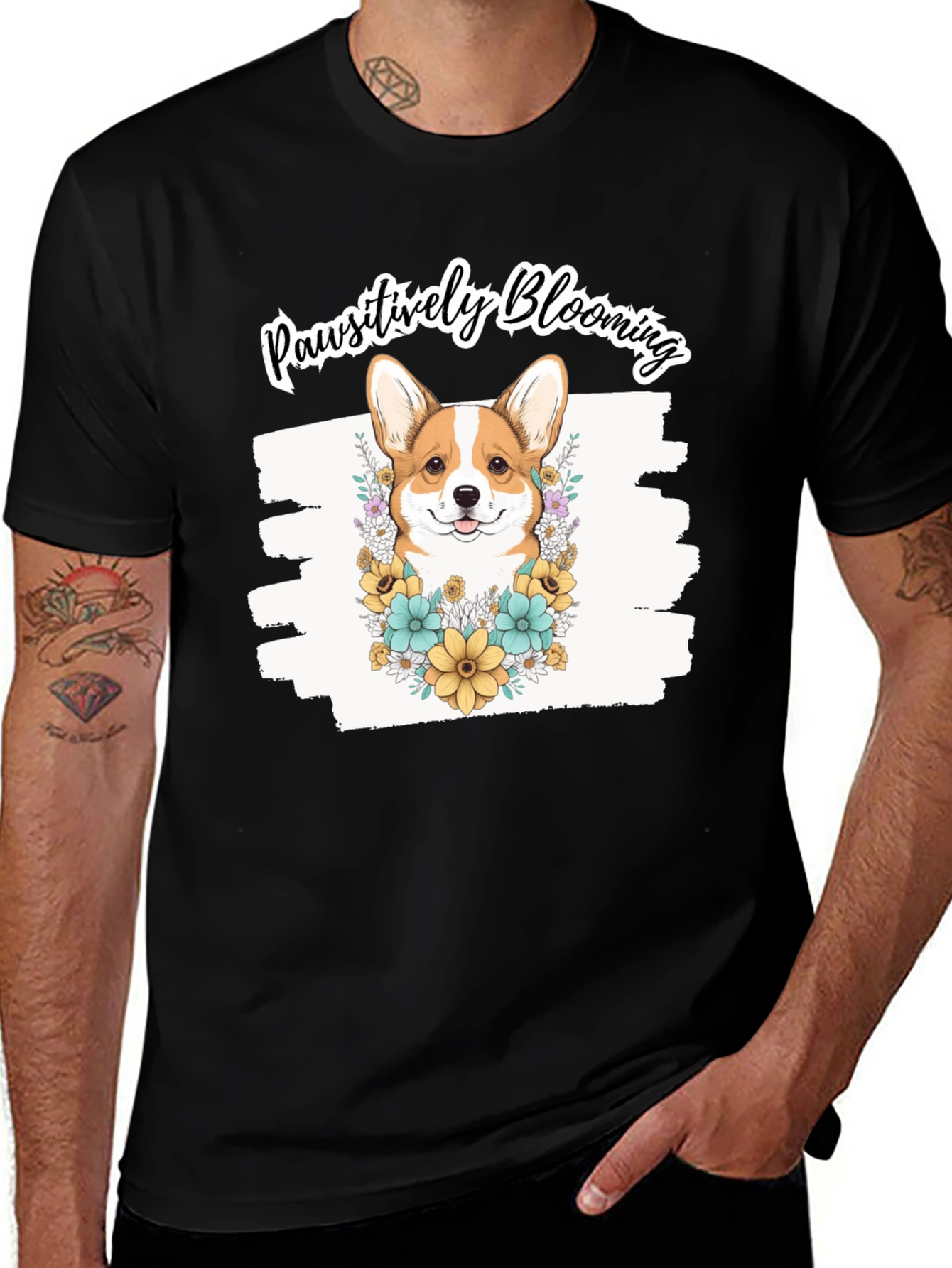Variant 13 of Pawsitively Blooming Corgi T-Shirt