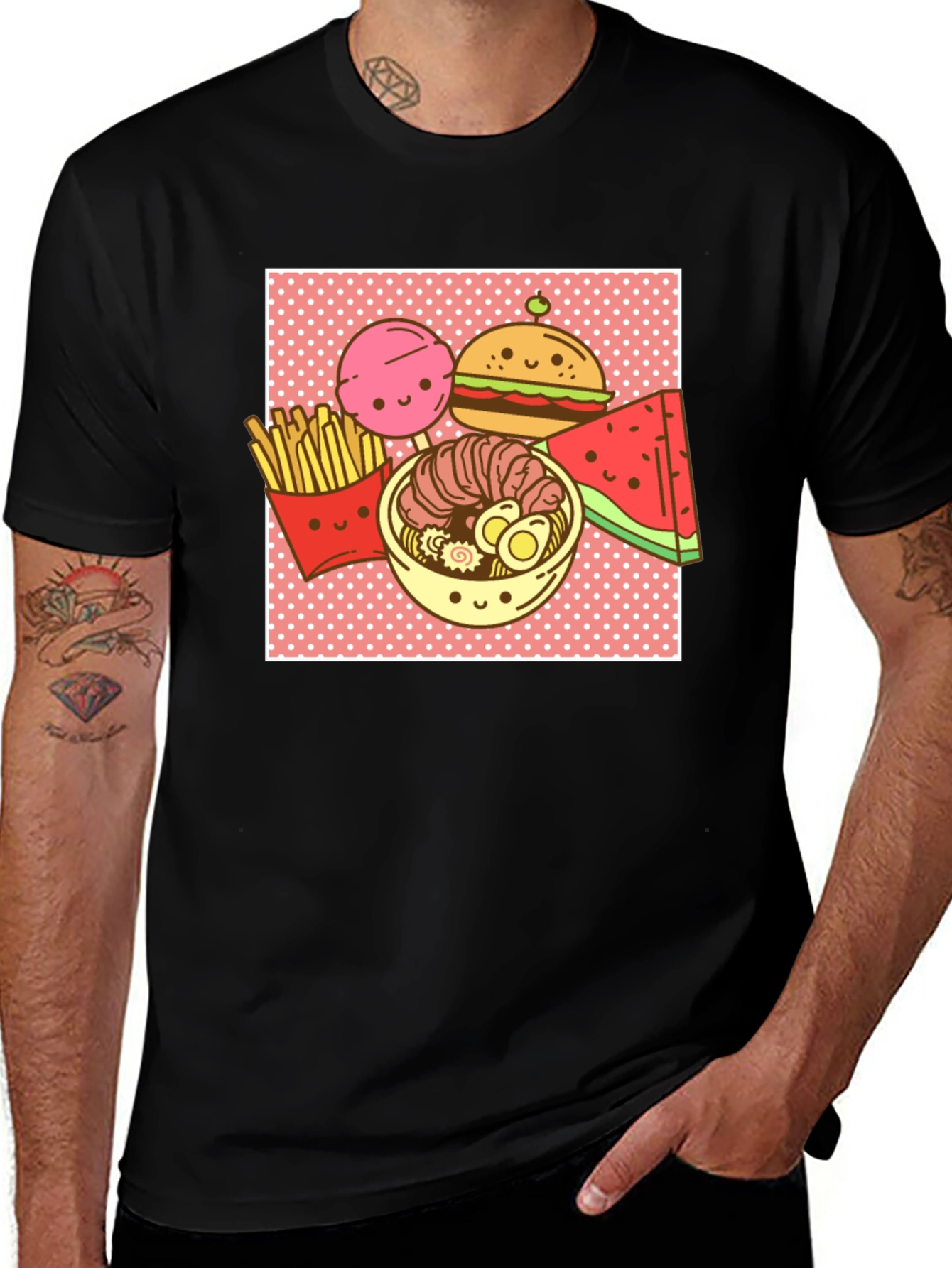 Variant 30 of Kawaii Foodie T-Shirt: Ramen, Burger, Fries & More!