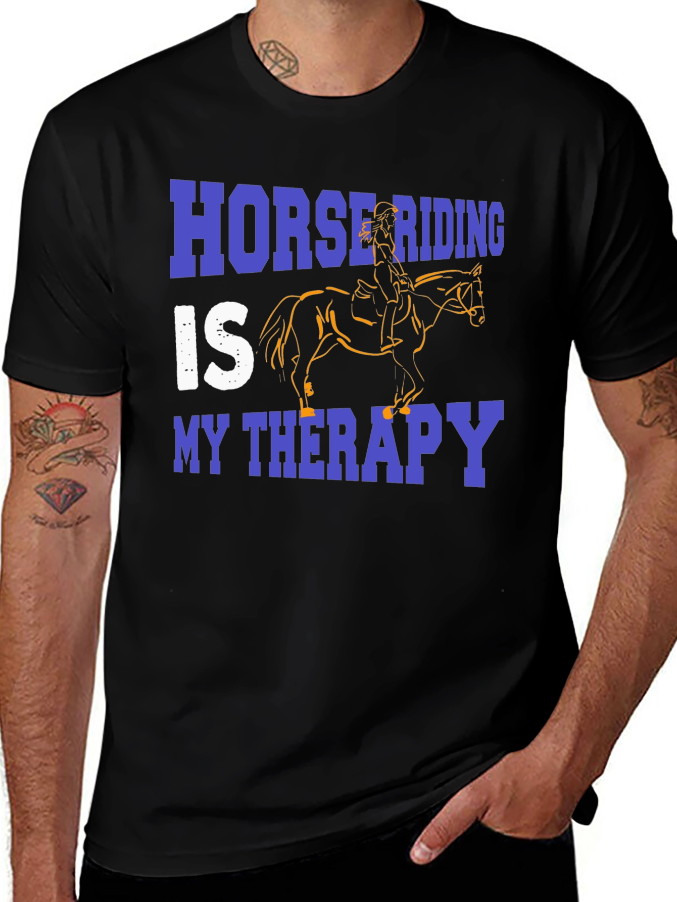 Variant 19 of Horse Riding Therapy Black Graphic T-Shirt