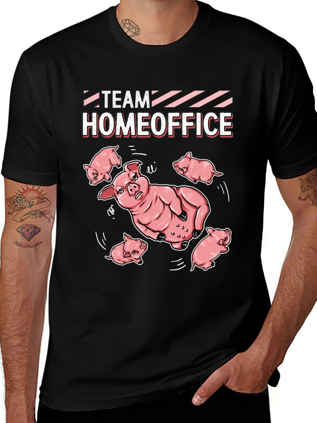 Team Homeoffice Pig T-Shirt - Black Cotton Tee