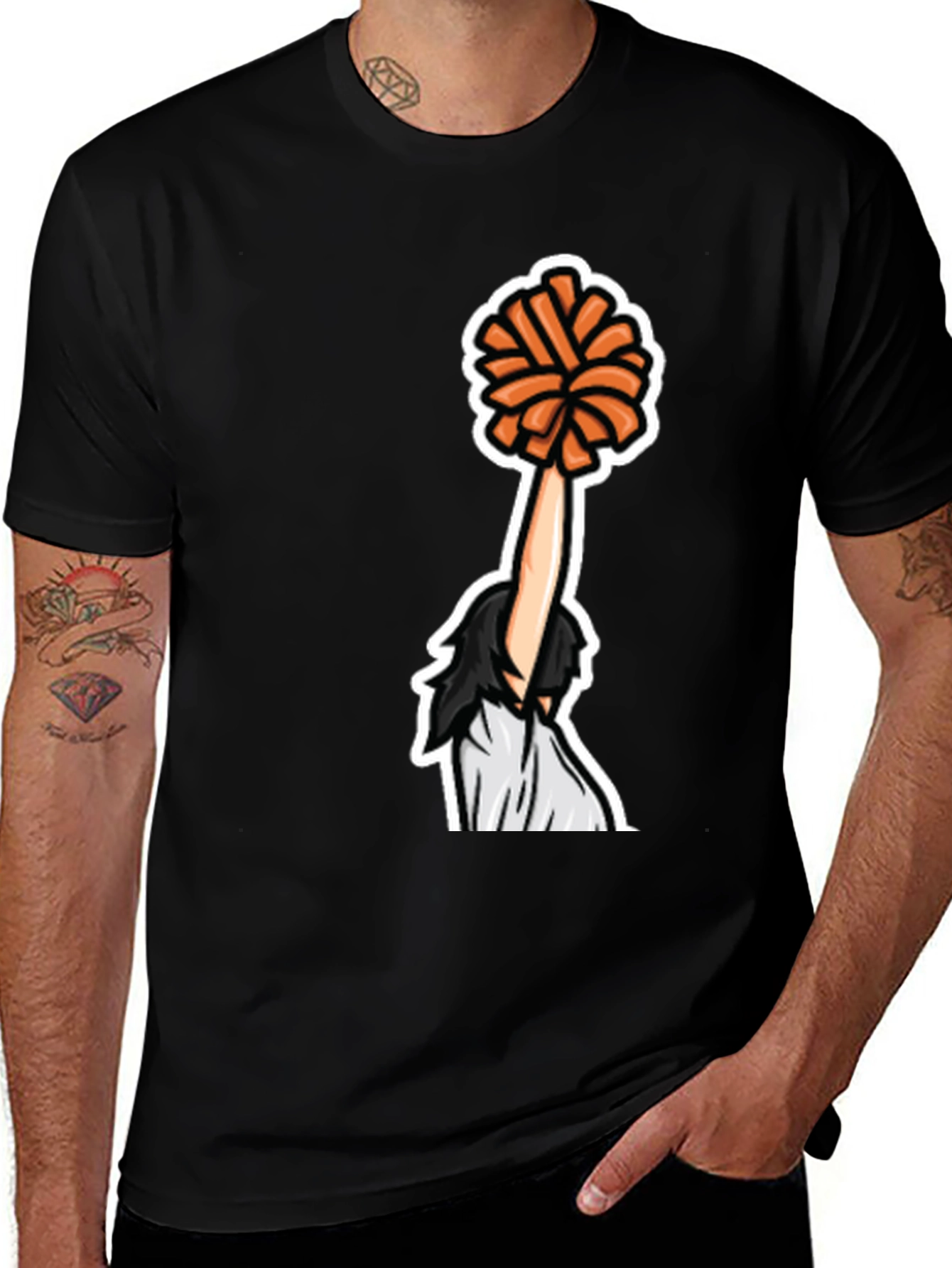 Variant 10 of Cheerleader Graphic Tee - Black Cotton T-Shirt