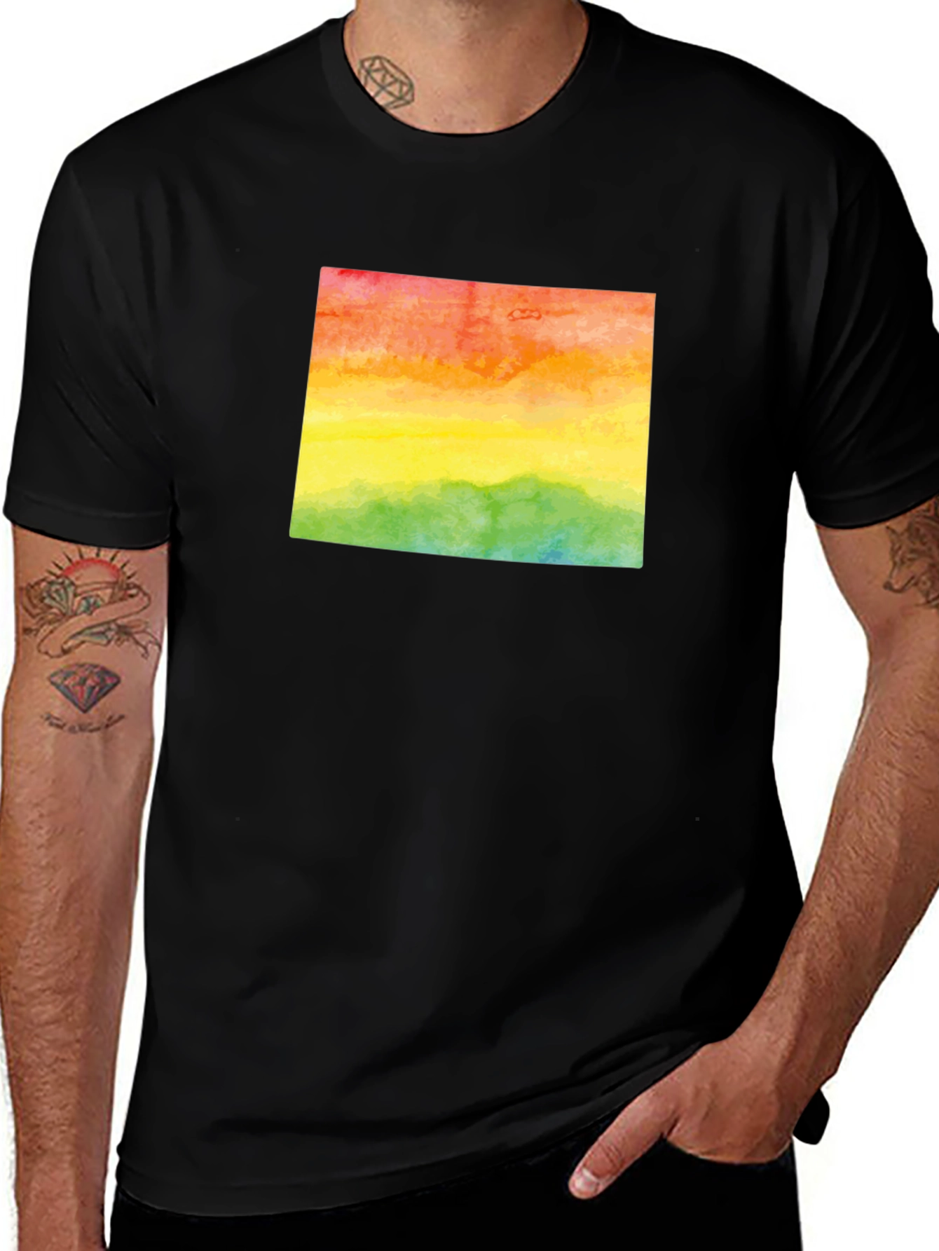Variant 27 of Rainbow Watercolor State Graphic T-Shirt