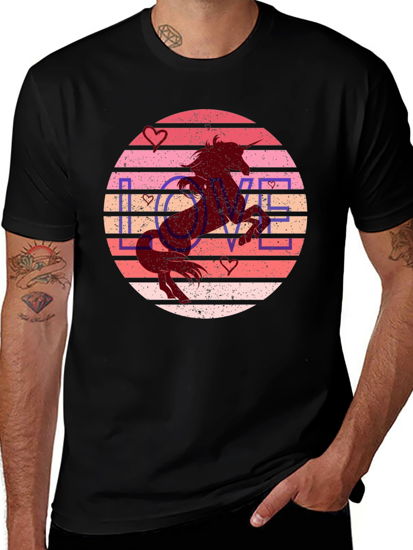 Variant 10 of Unicorn Love Graphic Tee - Black