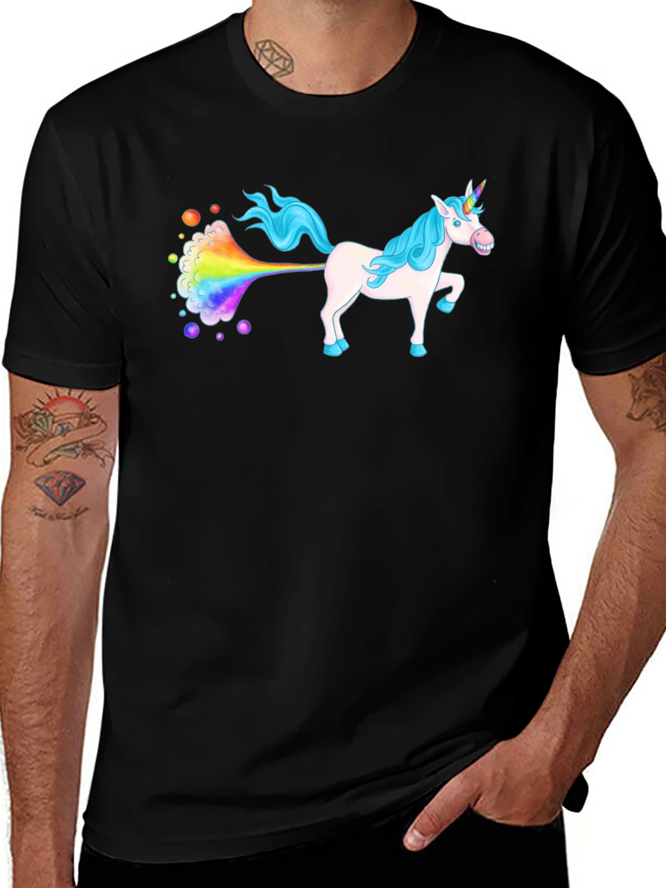 Variant 6 of Rainbow Farting Unicorn Graphic Tee