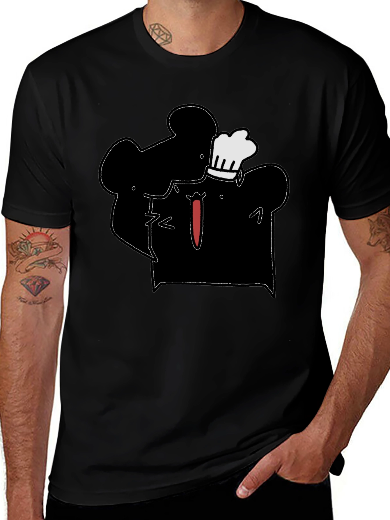 Variant 18 of Chef Silhouette Graphic Print T-Shirt - Black