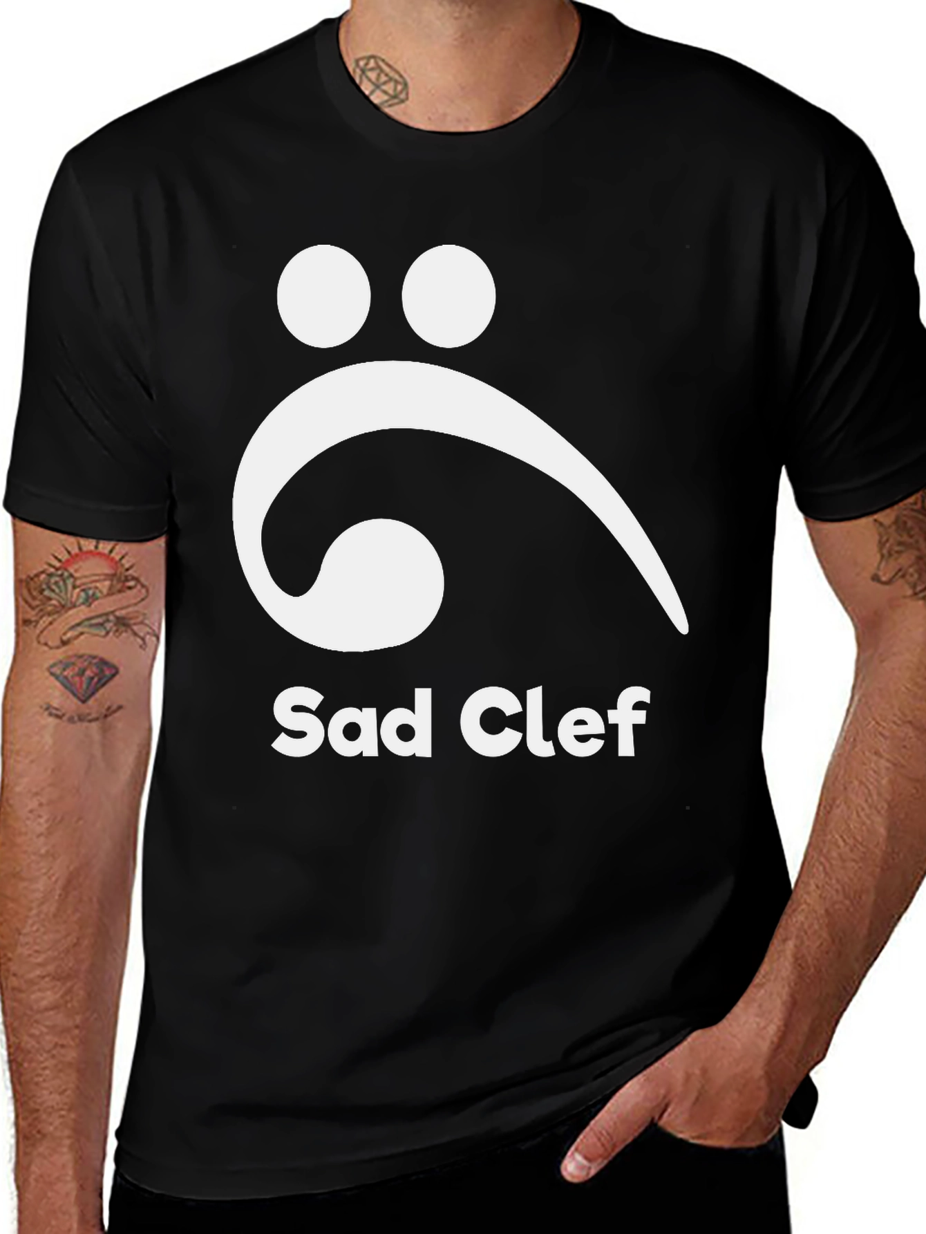 Sad Clef Graphic Tee - Musical Humor T-Shirt