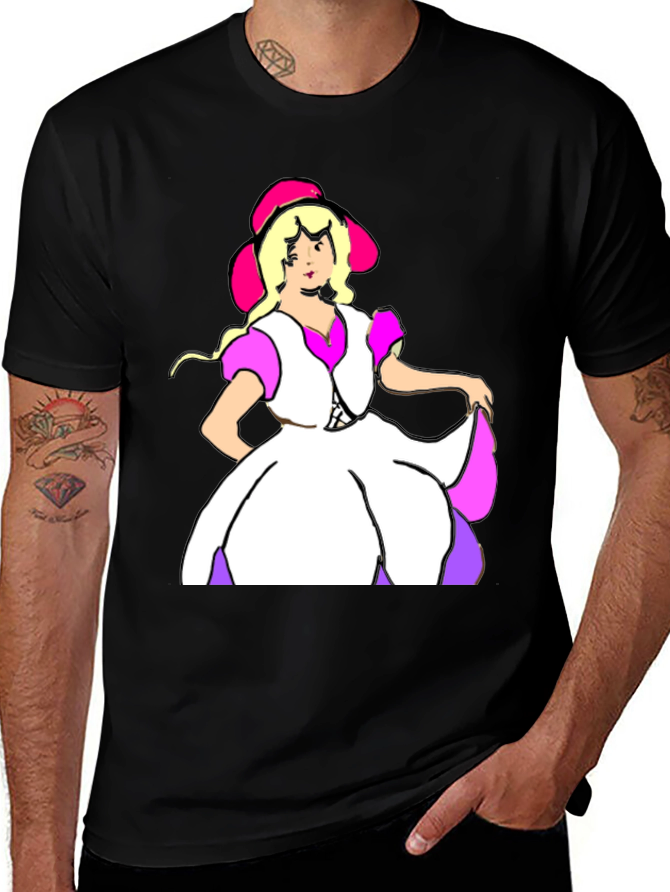 Variant 10 of Cartoon Dress Lady Black Tee
