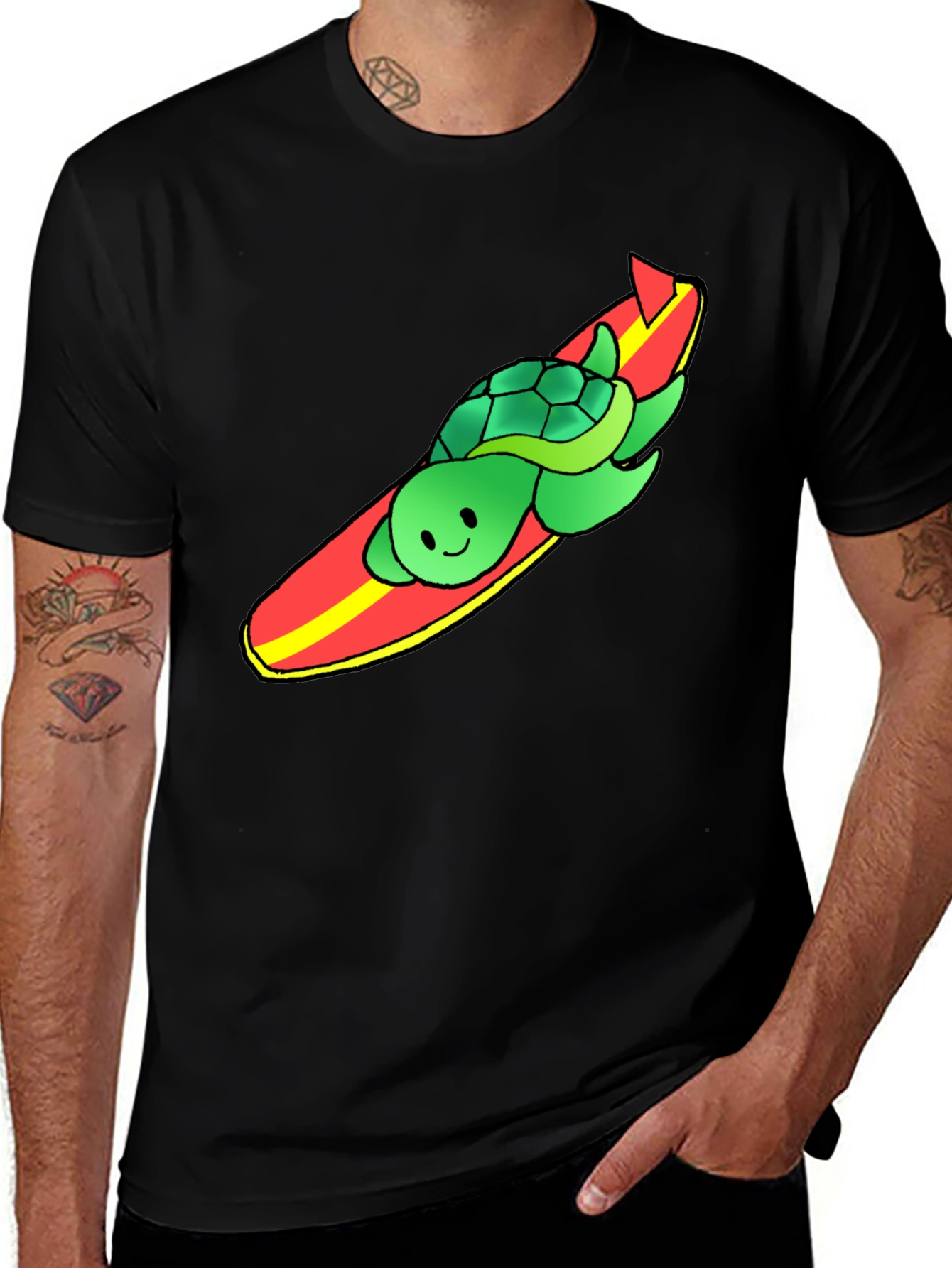 Variant 27 of Surfing Turtle Graphic Tee - Cool Summer Vibes