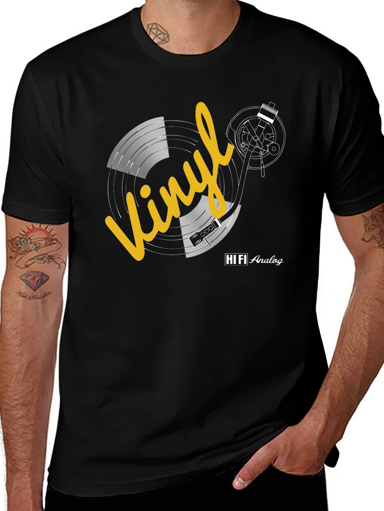 Variant 13 of Vinyl Record Black T-Shirt - HiFi Analog Music Tee