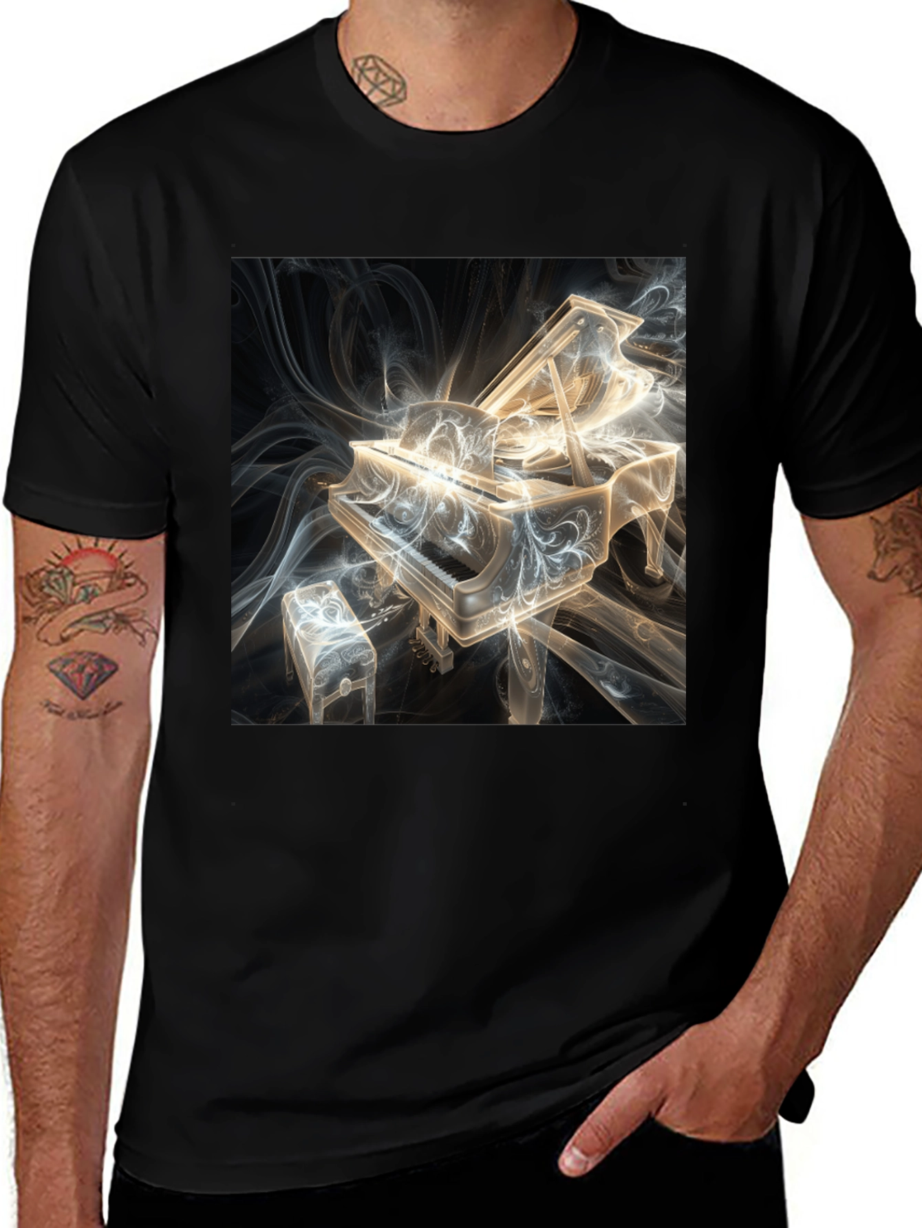 Variant 26 of Abstract Piano Graphic Tee - Musician's Style
