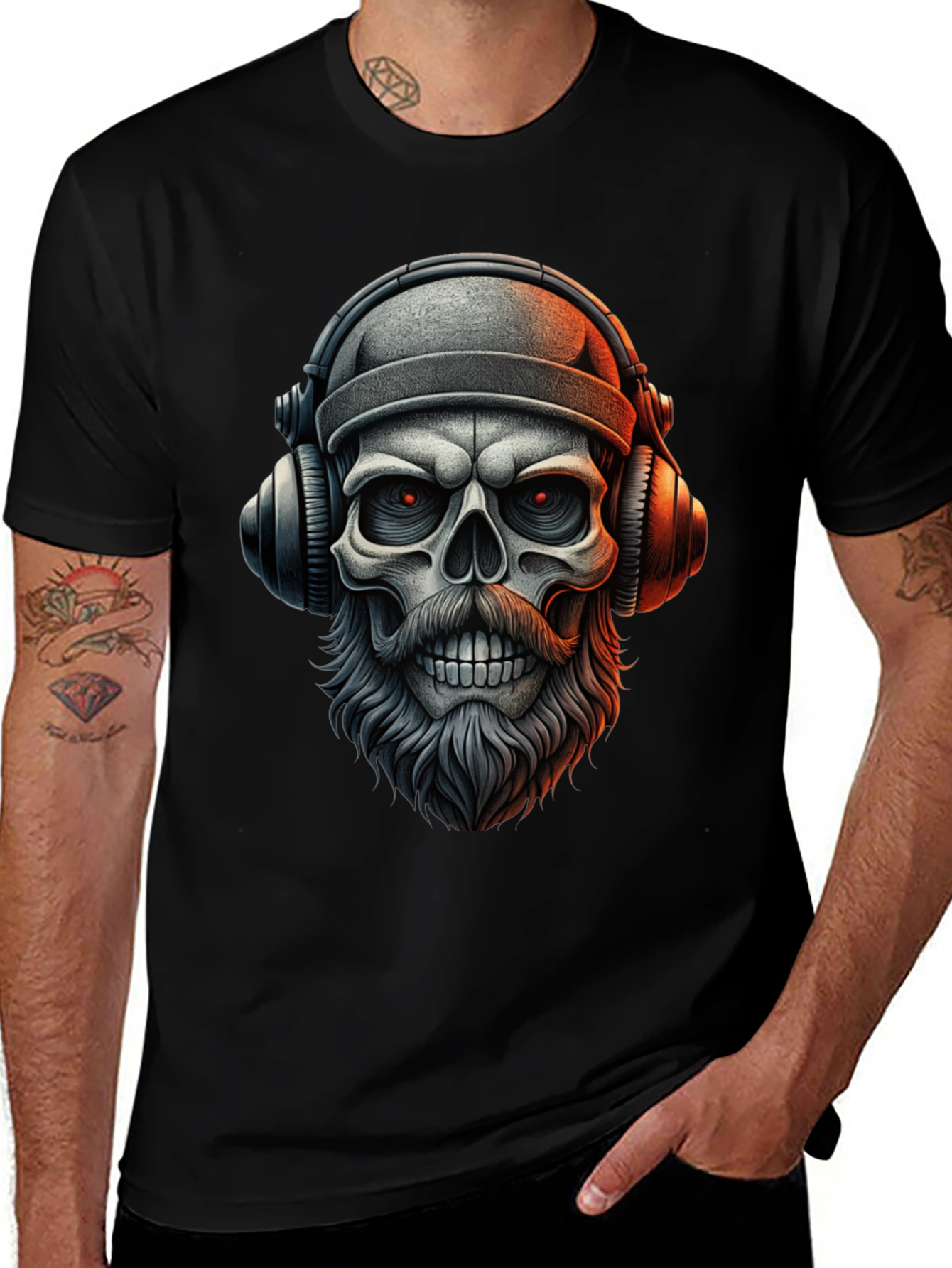 Skull with Headphones Graphic Tee