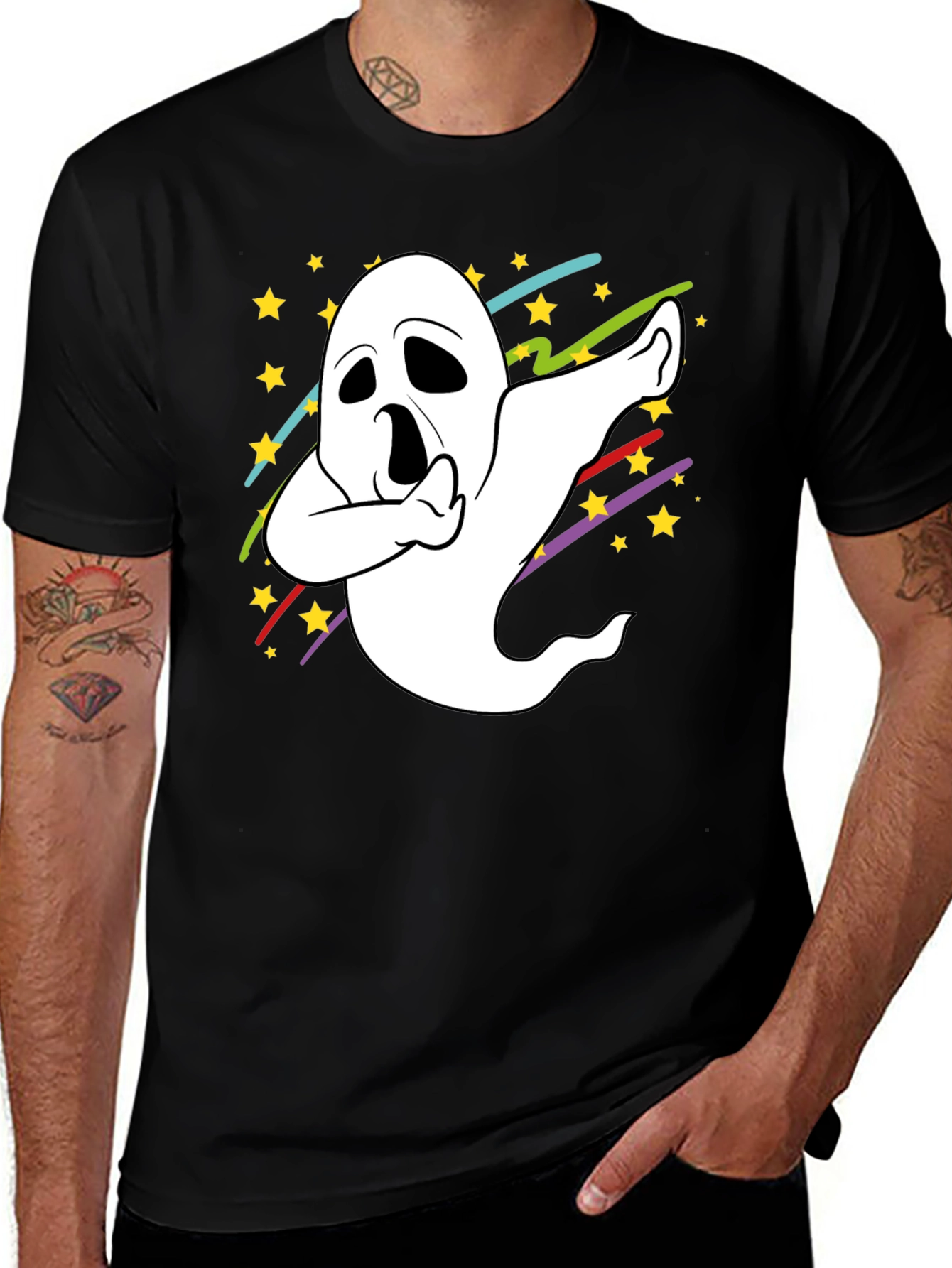 Variant 21 of Dabbing Ghost Graphic Tee - Halloween Fun!