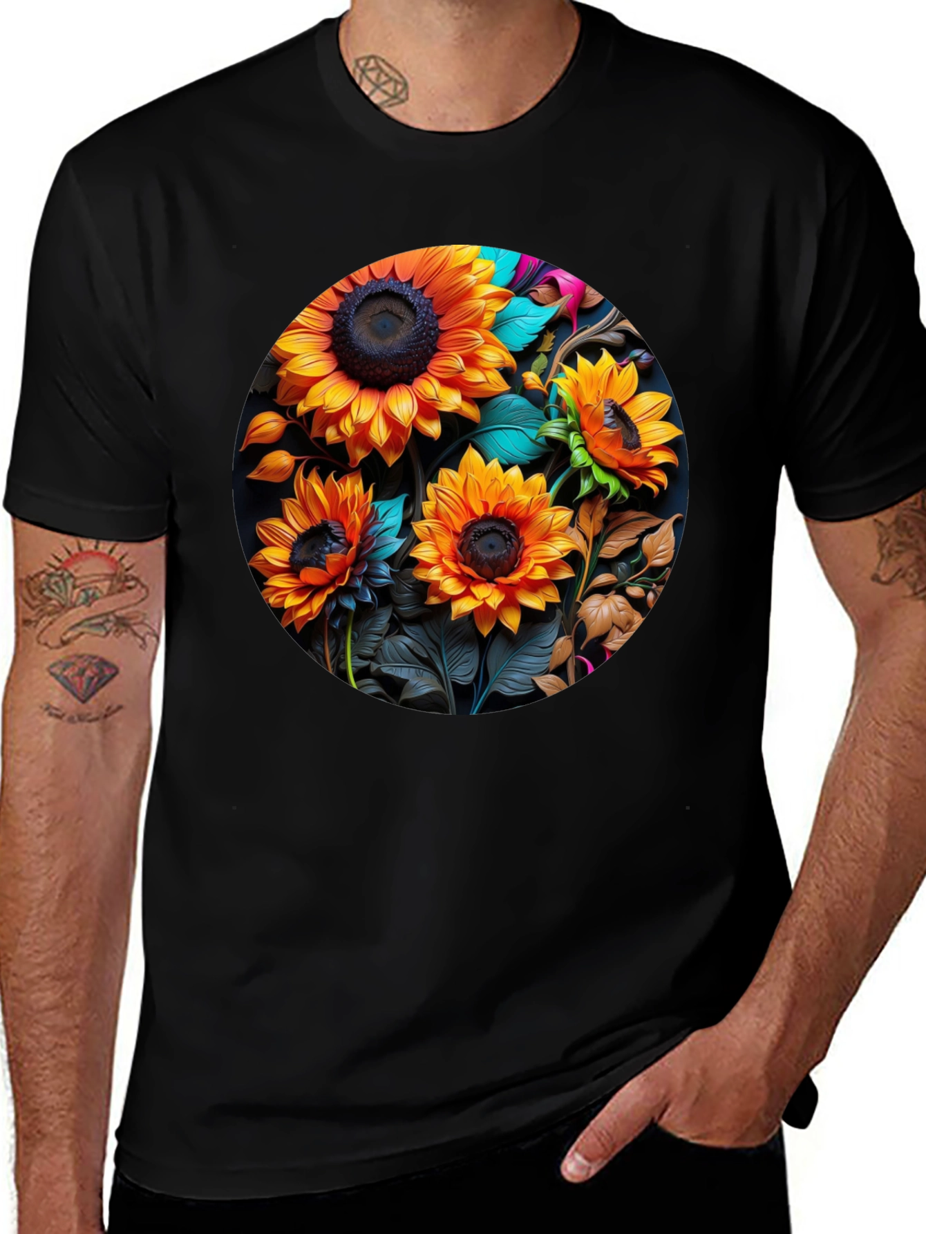 Variant 8 of Sunflower Graphic Print Black T-Shirt