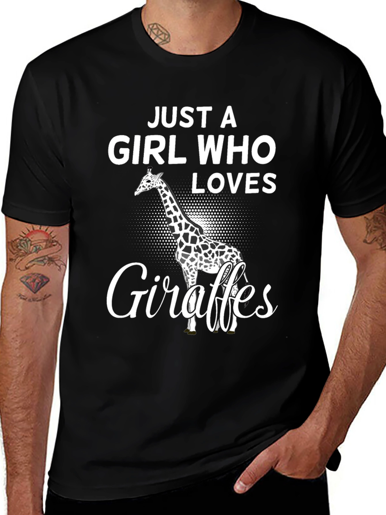 Variant 29 of Just a Girl Who Loves Giraffes Black T-Shirt