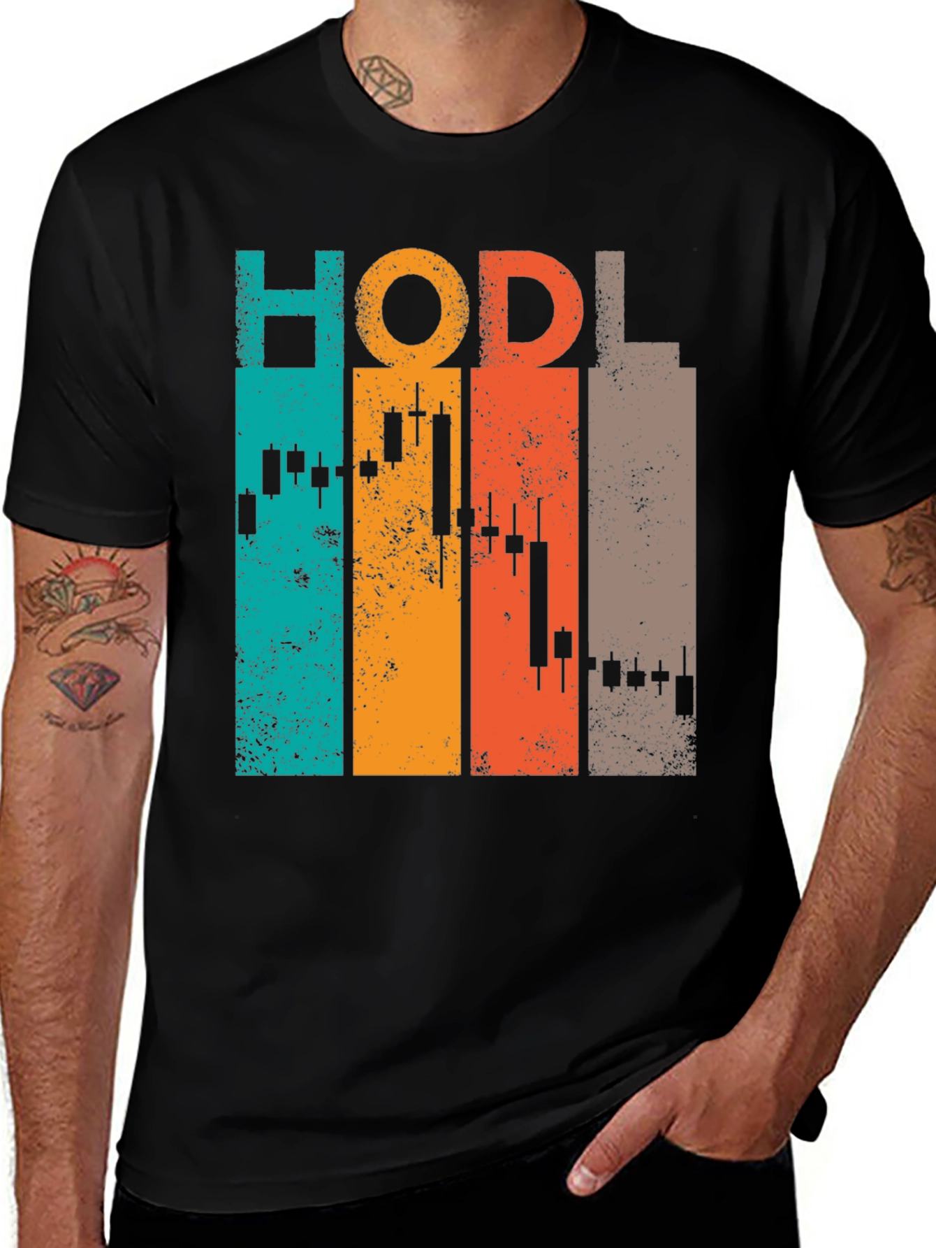 Variant 2 of HODL Crypto Trading Candlestick Chart Graphic T-Shirt