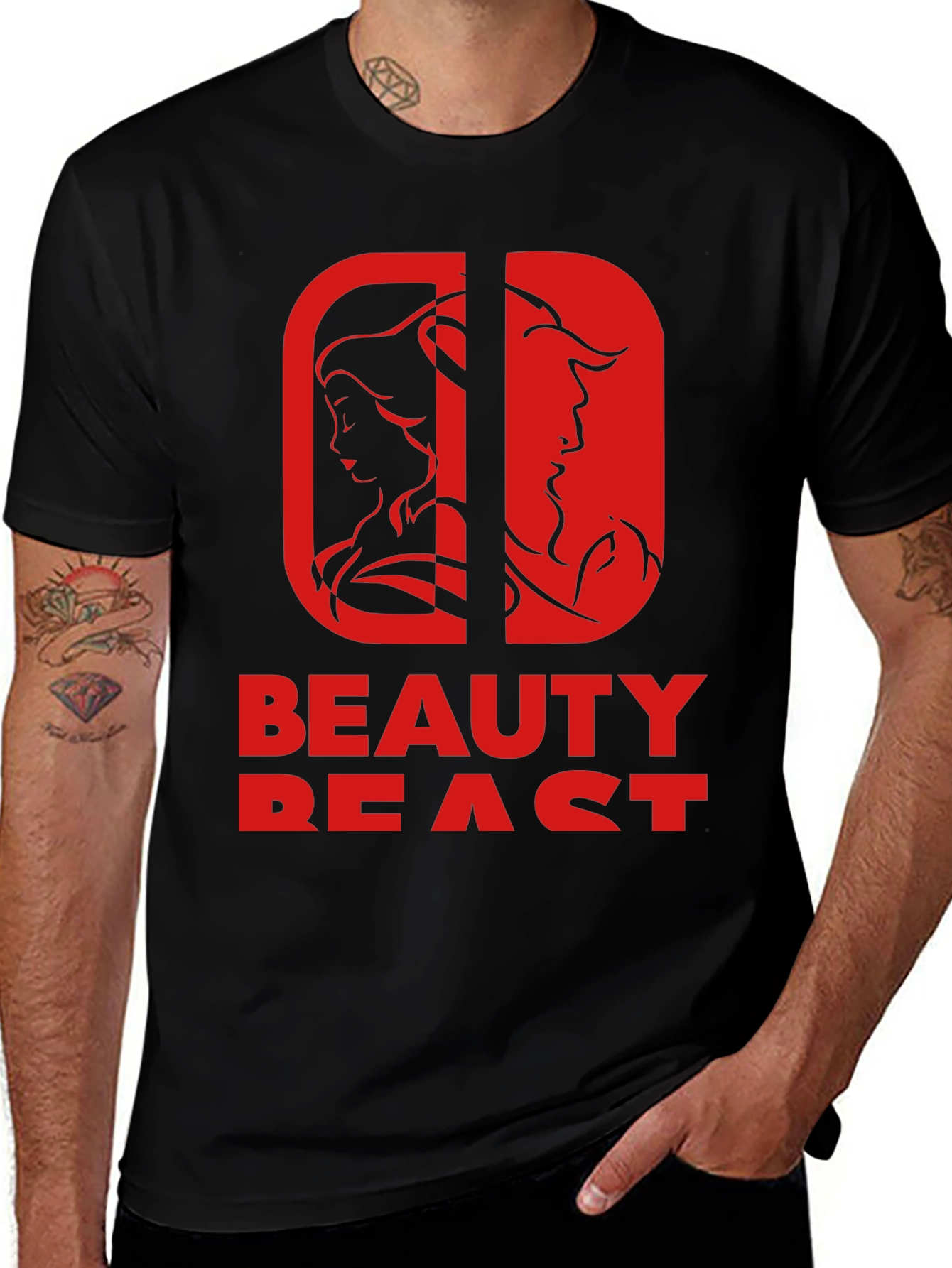 Variant 13 of Beauty and the Beast Graphic Tee - Black
