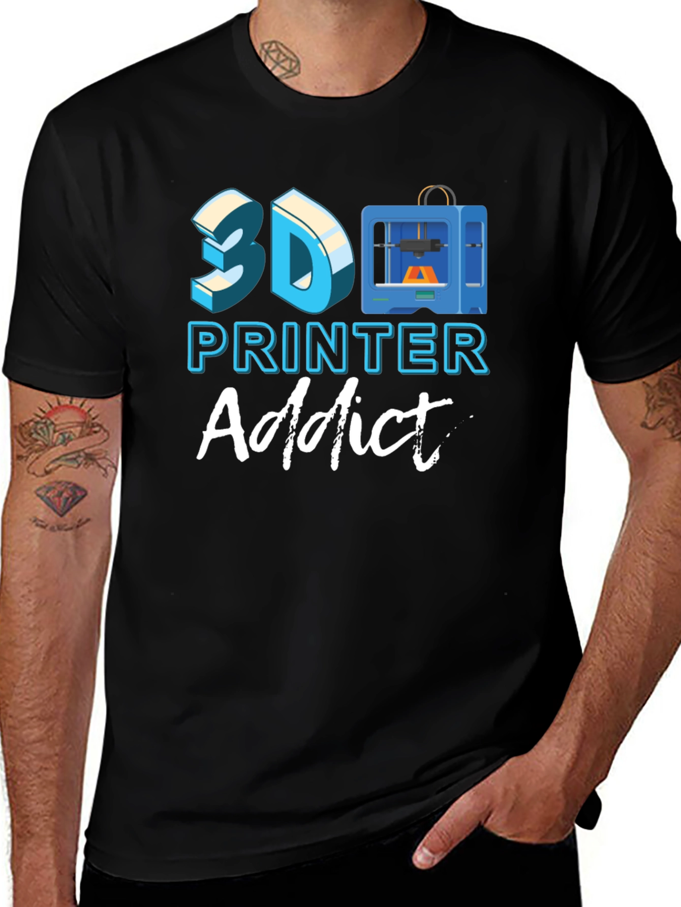 3D Printer Addict Black T-Shirt