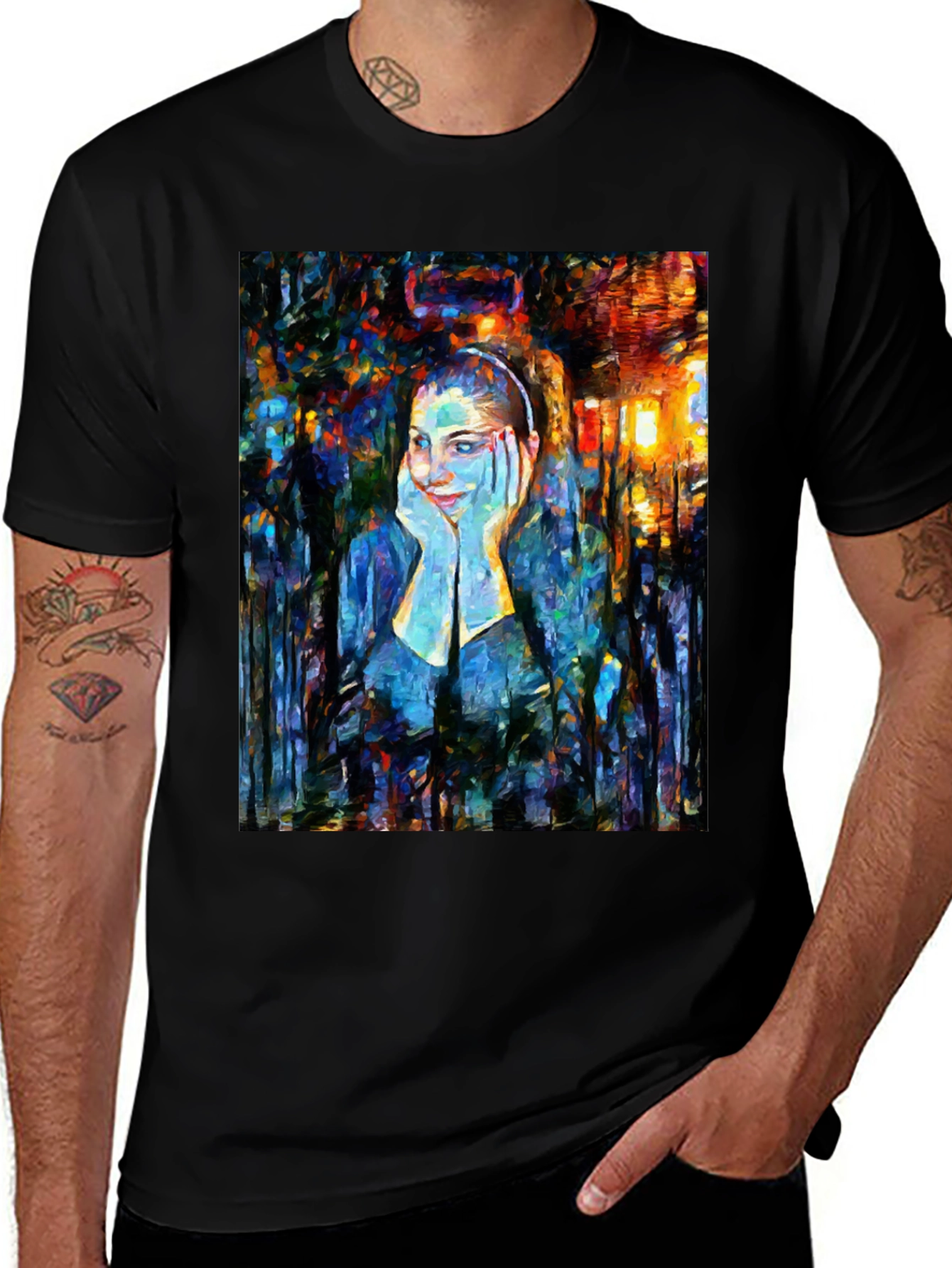 Variant 22 of Abstract Woman Art Print Black T-Shirt