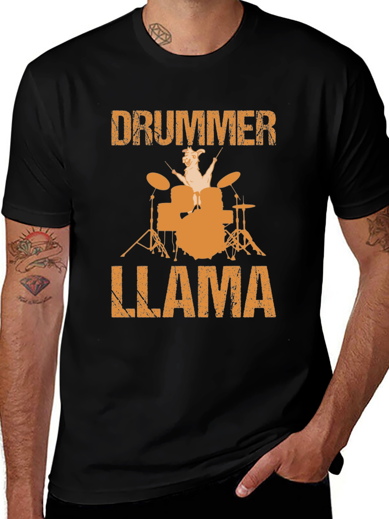 Variant 9 of Drummer Llama Graphic Tee - Unique Design!