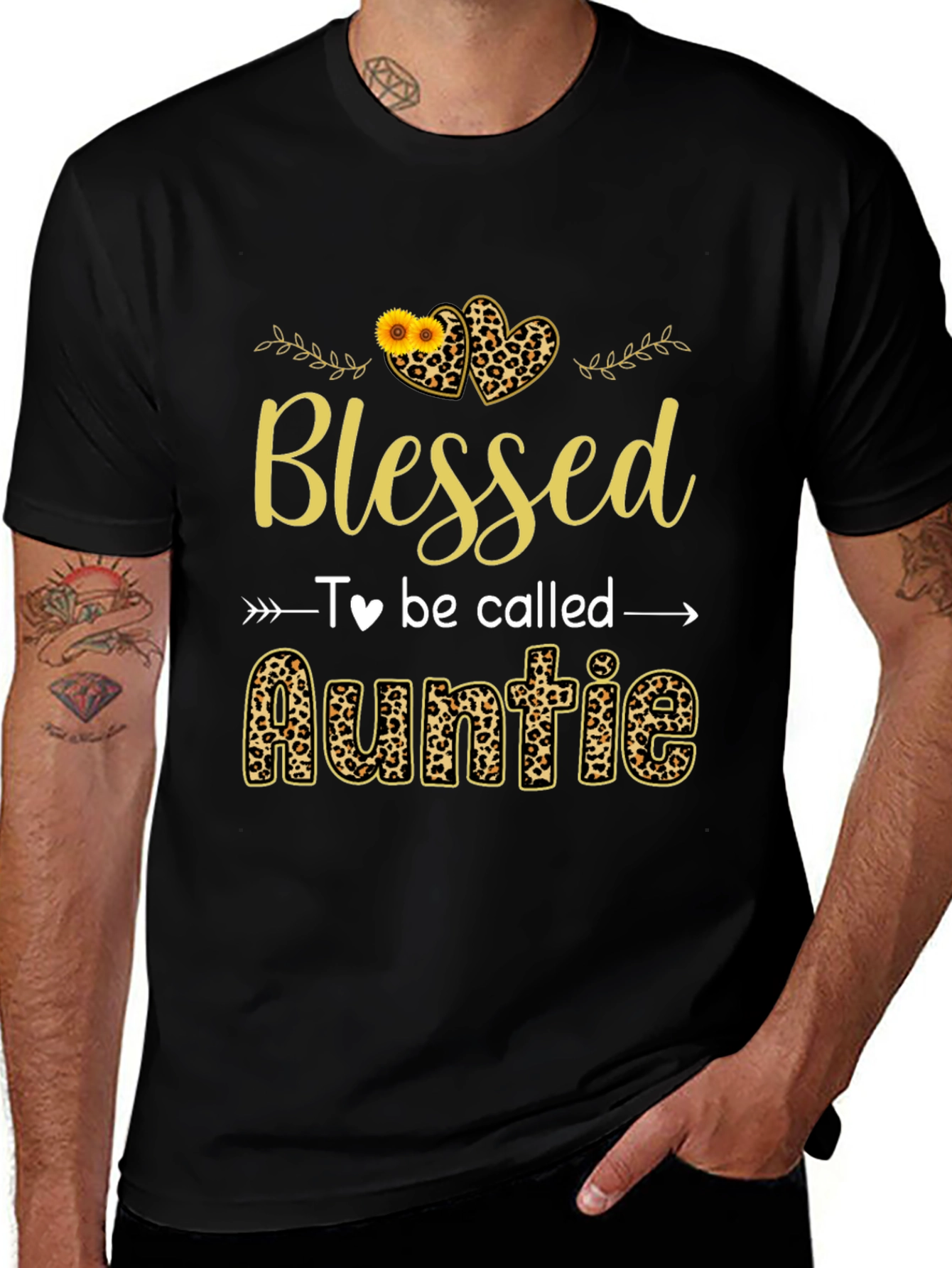 Variant 27 of Blessed Auntie T-Shirt - Leopard Print