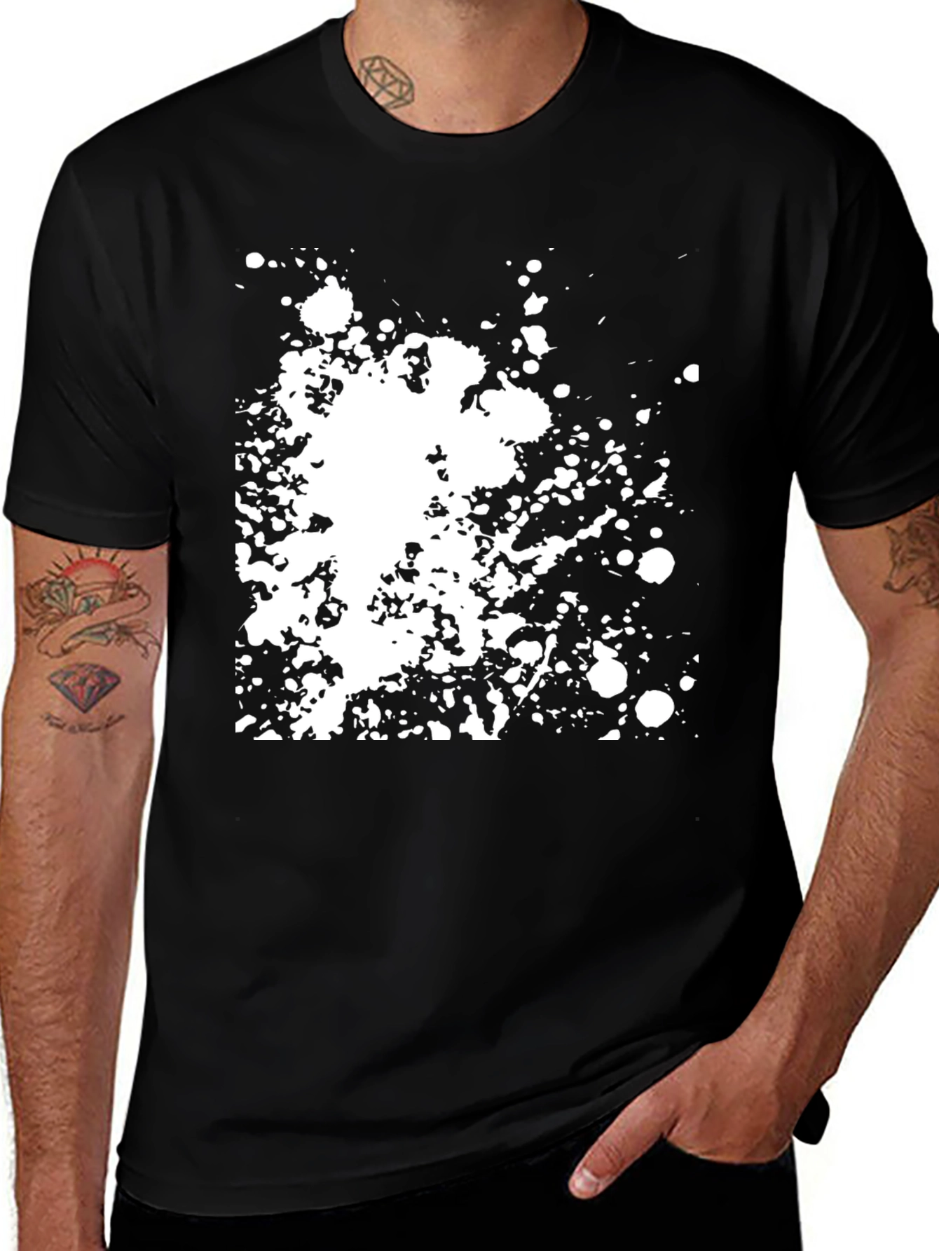 Variant 13 of Abstract Splatter Graphic Black T-Shirt