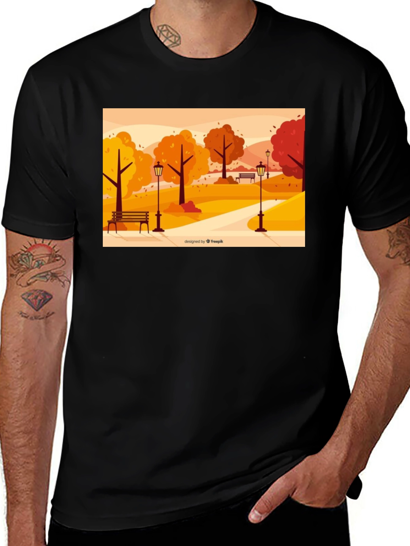 Variant 11 of Autumn Park Scene Graphic Tee