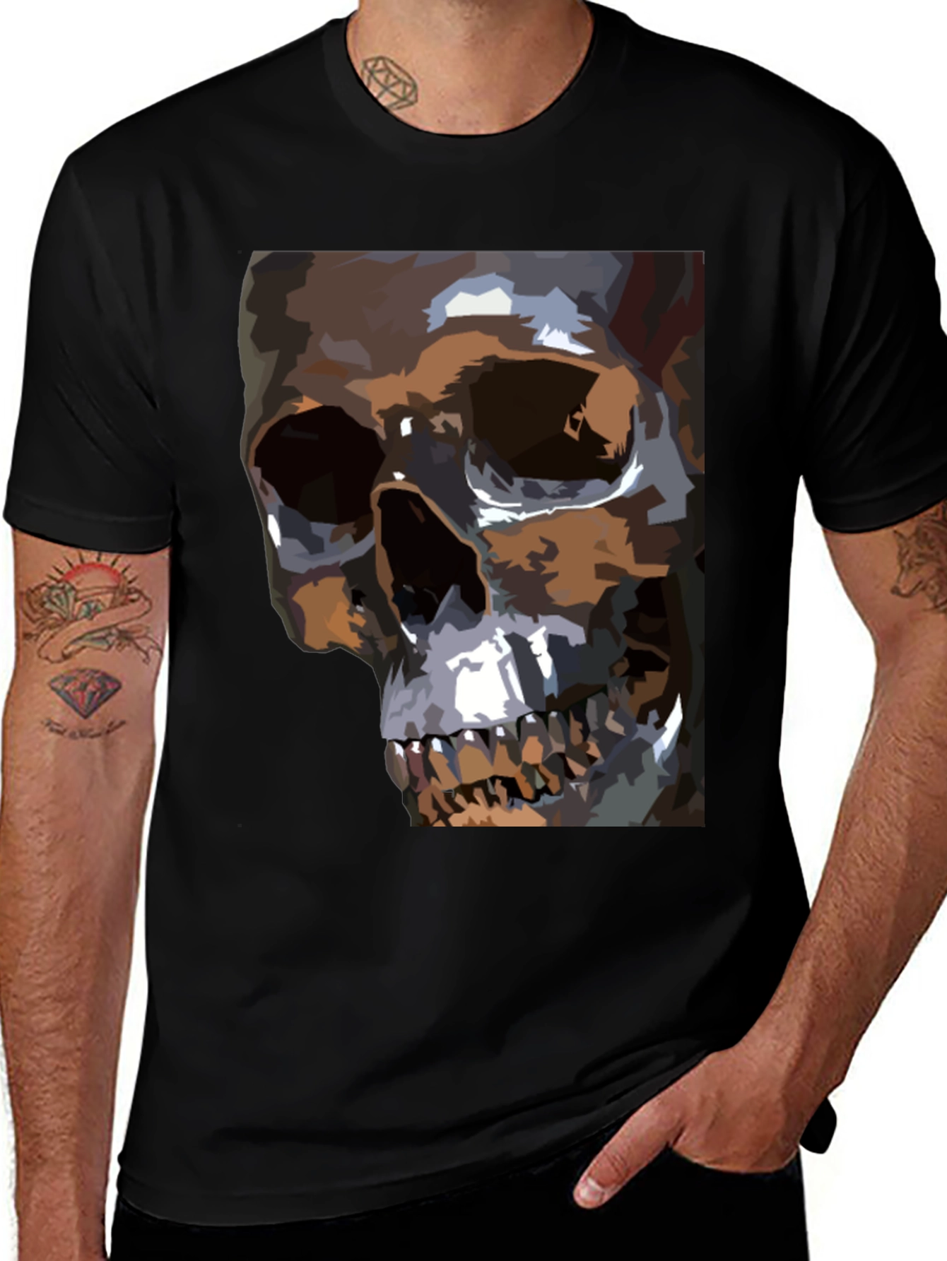 Variant 24 of Skull Graphic T-Shirt - Men's Black Tee