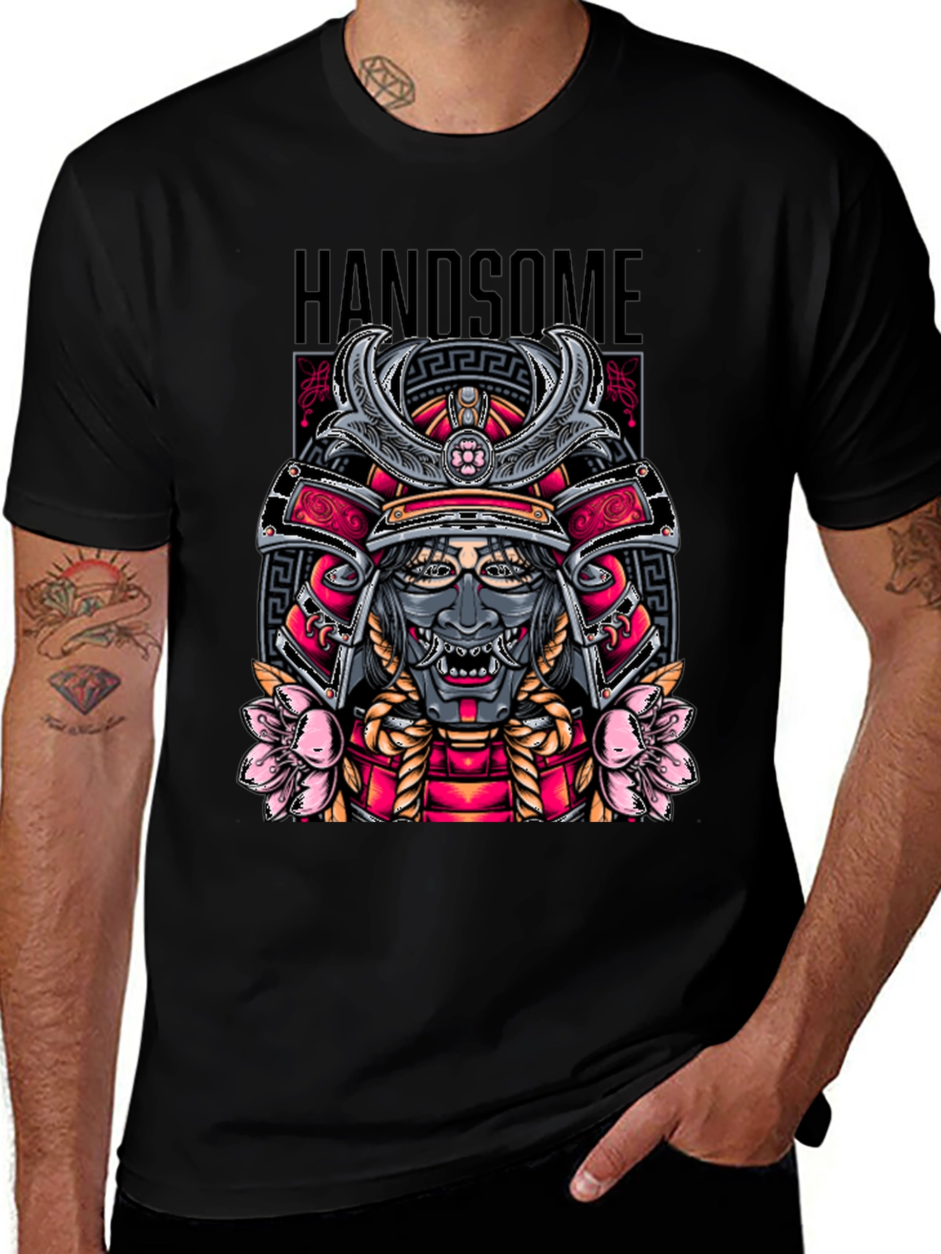 Variant 25 of Handsome Samurai Graphic Tee - Edgy Japanese Warrior Design