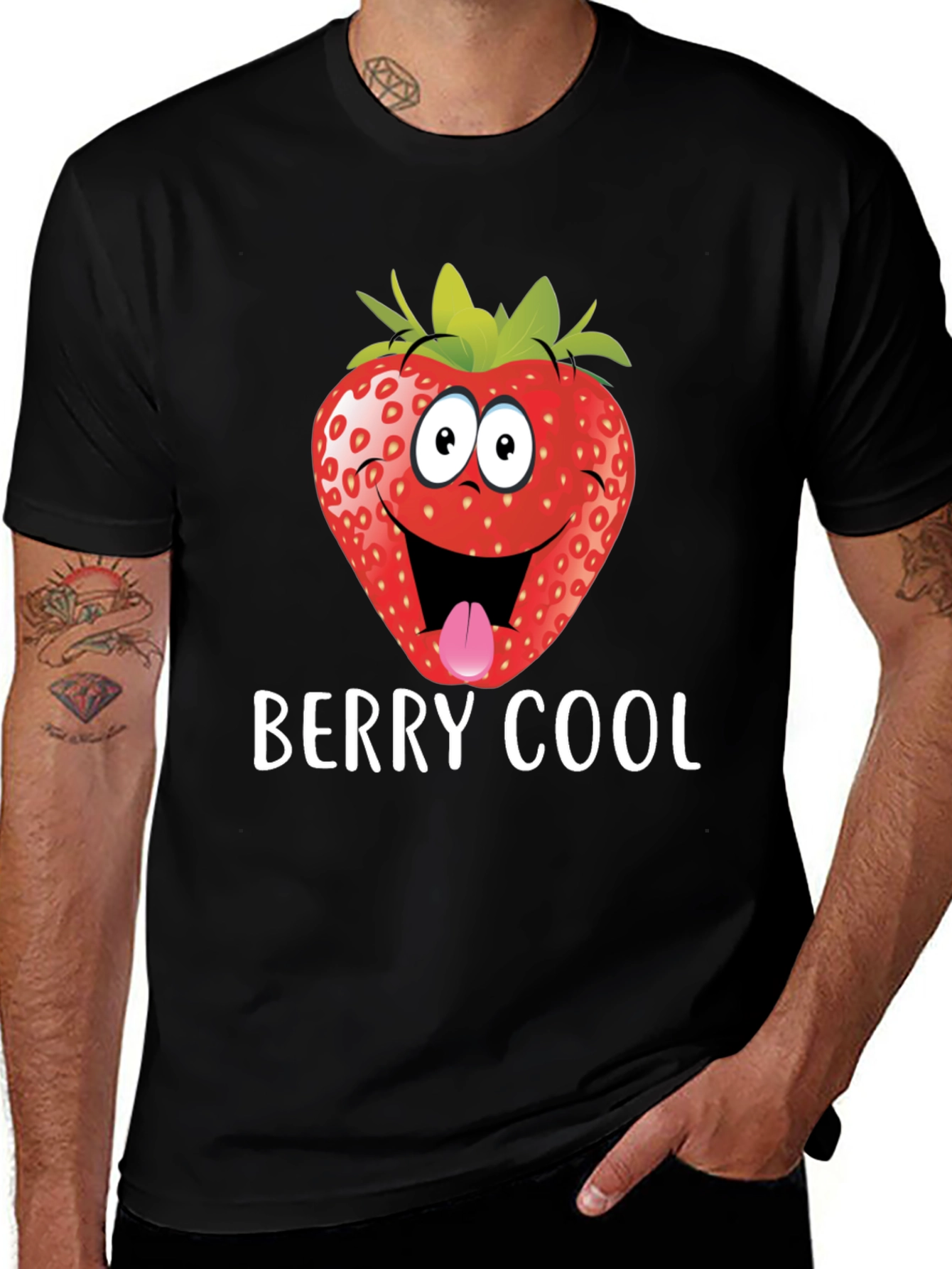 Black Berry Cool Strawberry Graphic Tee - Funny T-Shirt main image