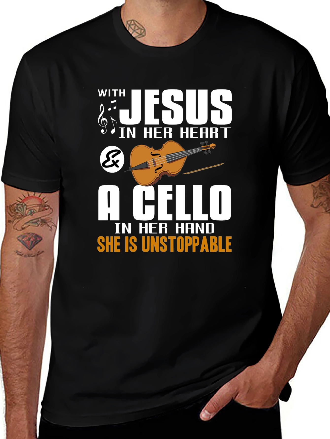Jesus & Cello T-Shirt: Unstoppable Faith & Music Tee