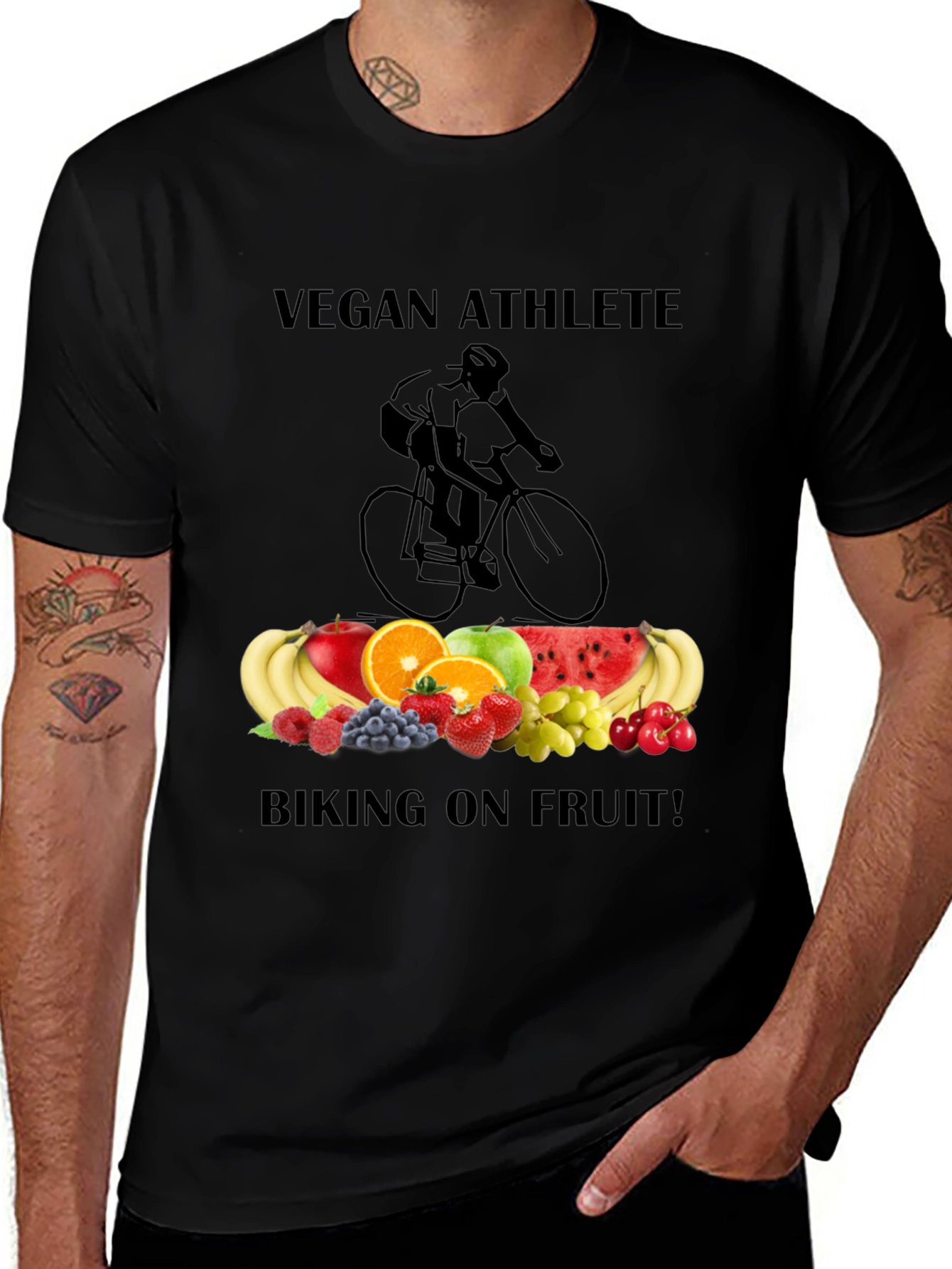 Variant 16 of Vegan Athlete Biking on Fruit T-Shirt