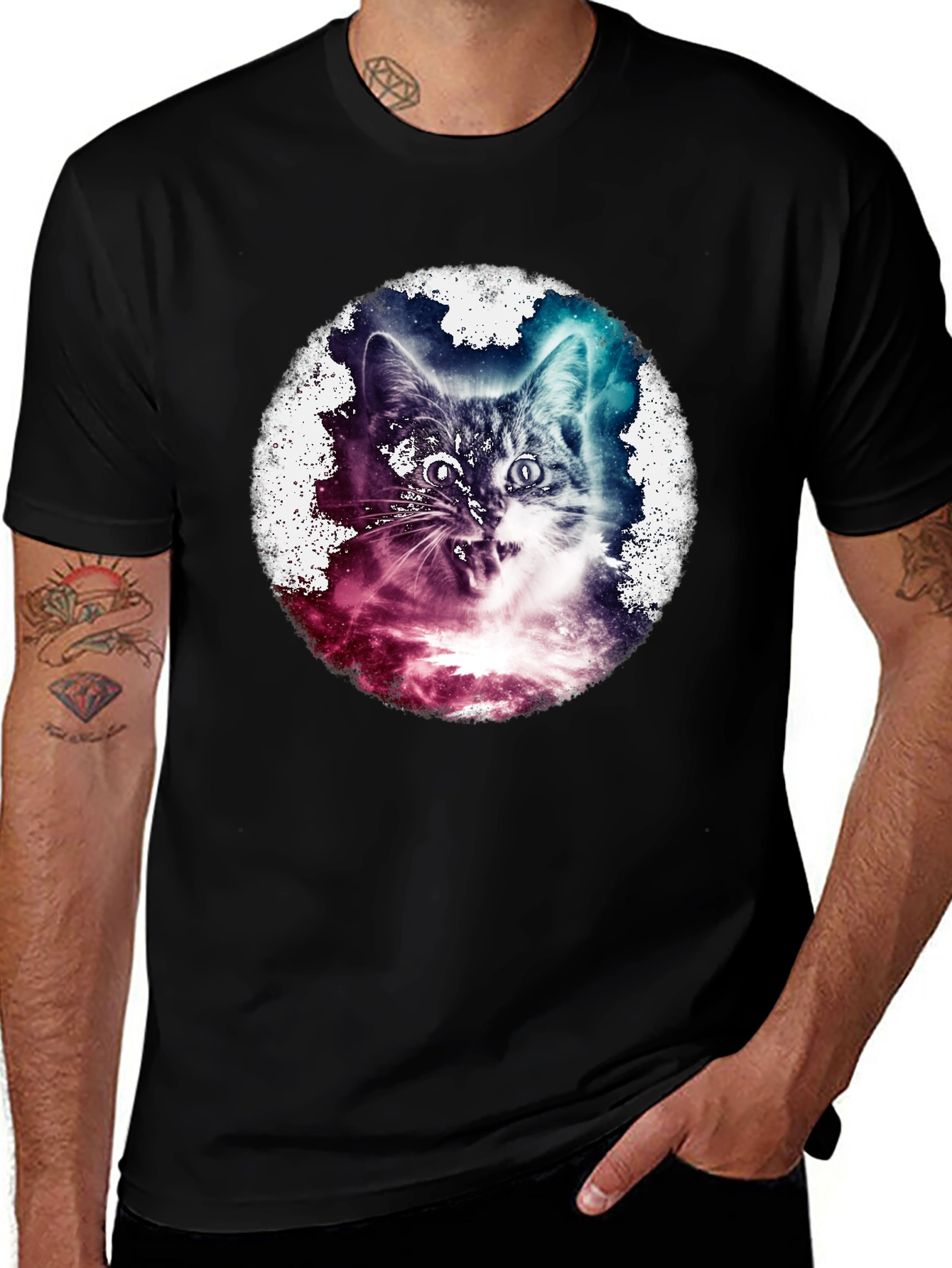 Variant 6 of Cosmic Cat T-Shirt - Galaxy Feline Tee