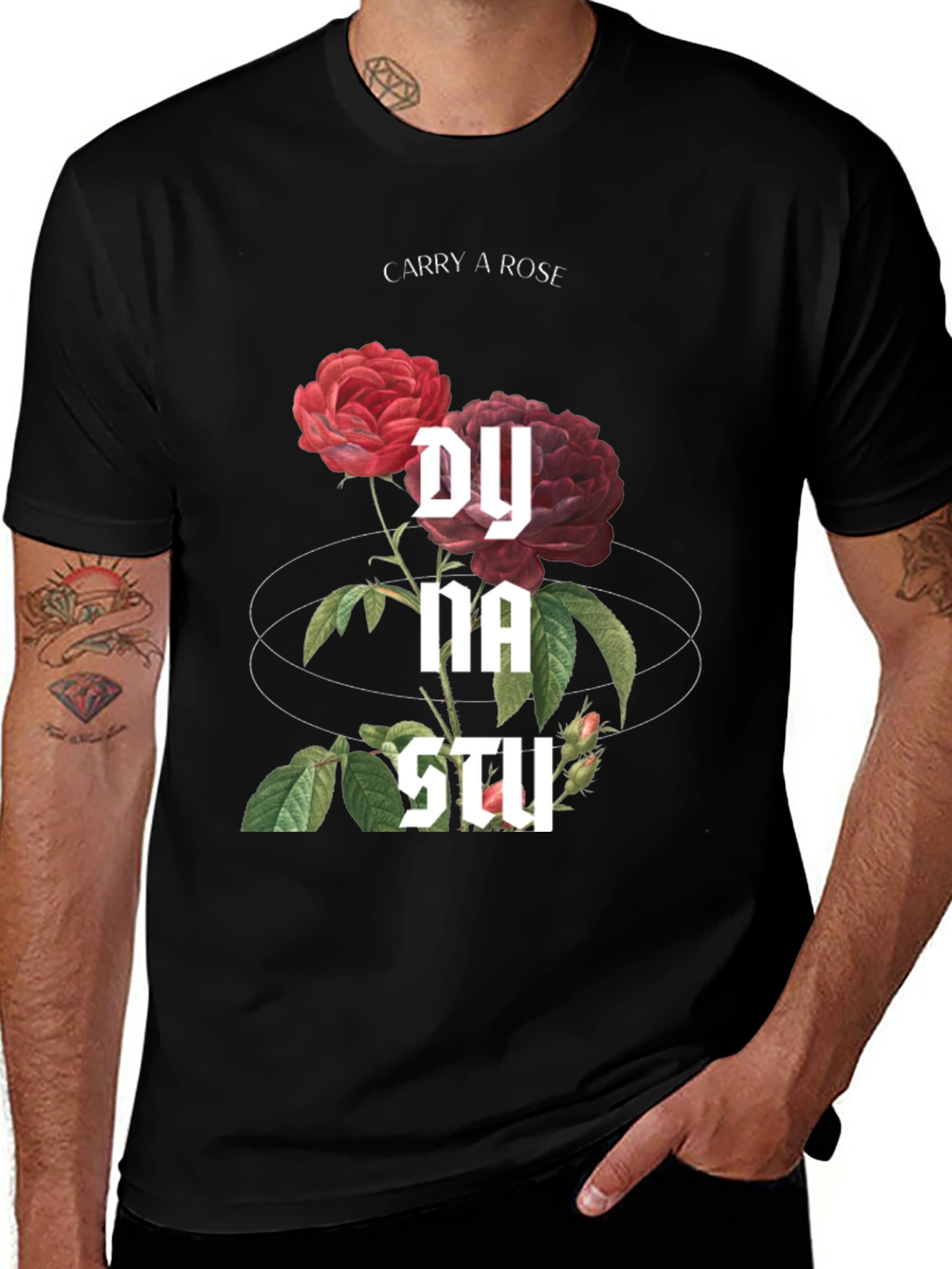 Variant 11 of Carry a Rose Graphic Tee - Black T-Shirt