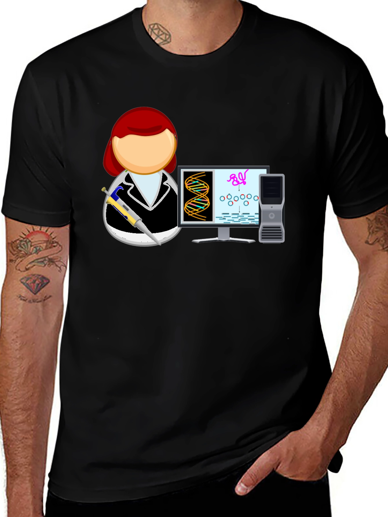 Variant 6 of Science T-Shirt with Scientist and DNA