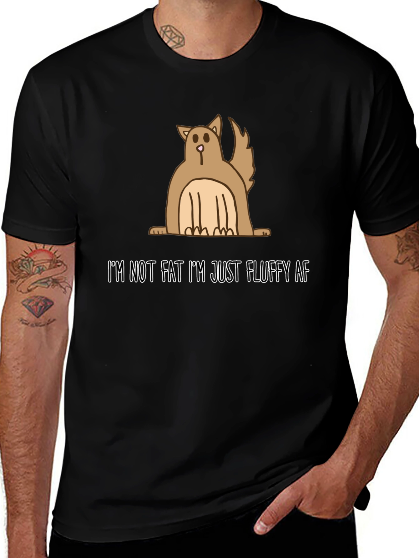 Variant 17 of Fluffy AF Graphic Tee - Hilarious Cat Lover's Shirt
