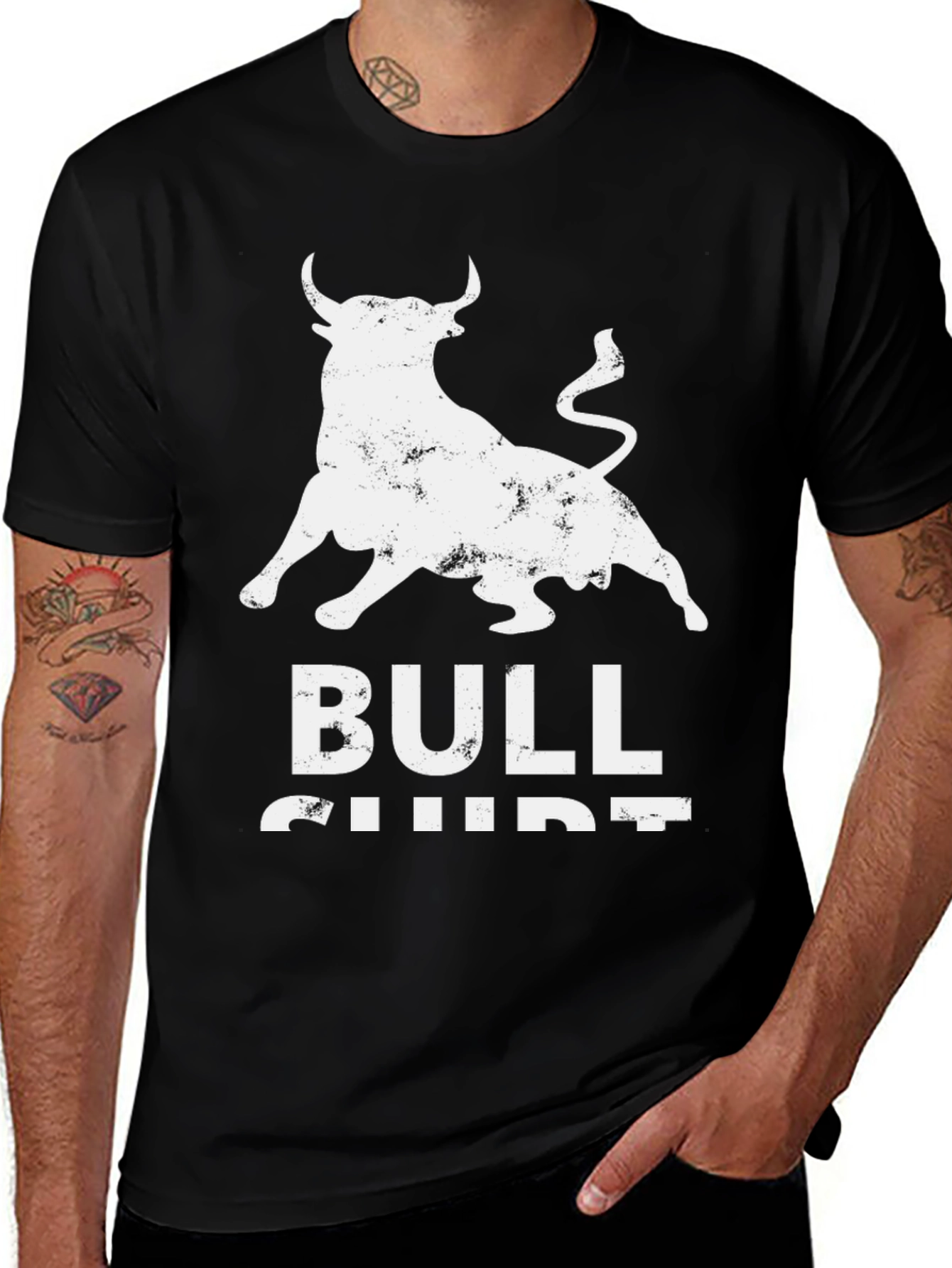 Variant 22 of Bull Graphic Tee - Black Cotton Shirt