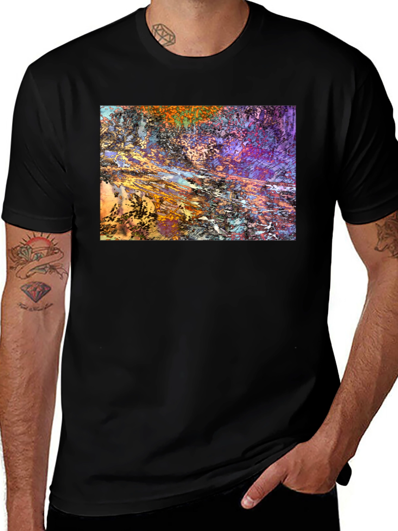 Variant 25 of Abstract Art Print Black T-Shirt