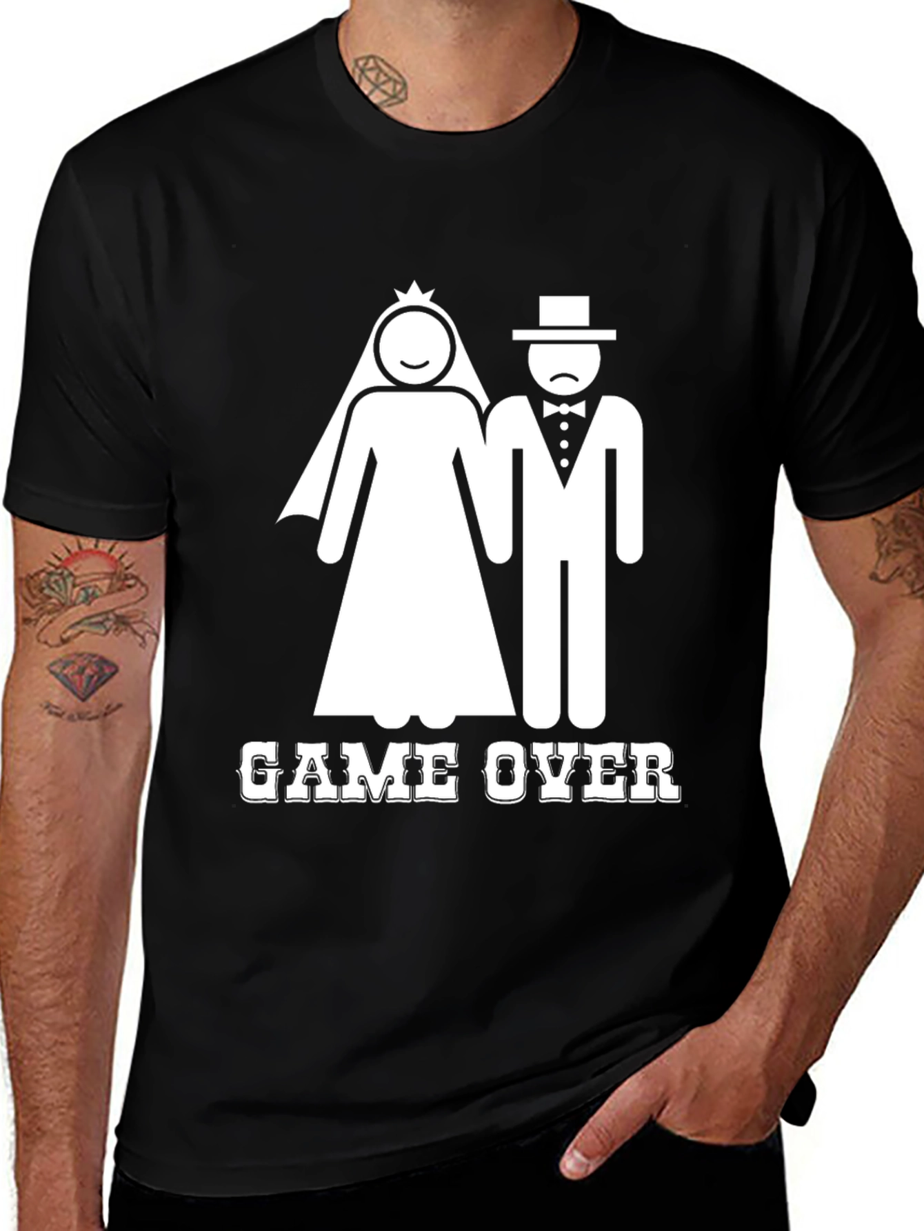 Variant 12 of Game Over Wedding T-Shirt - Funny Groom Bachelor Party Tee