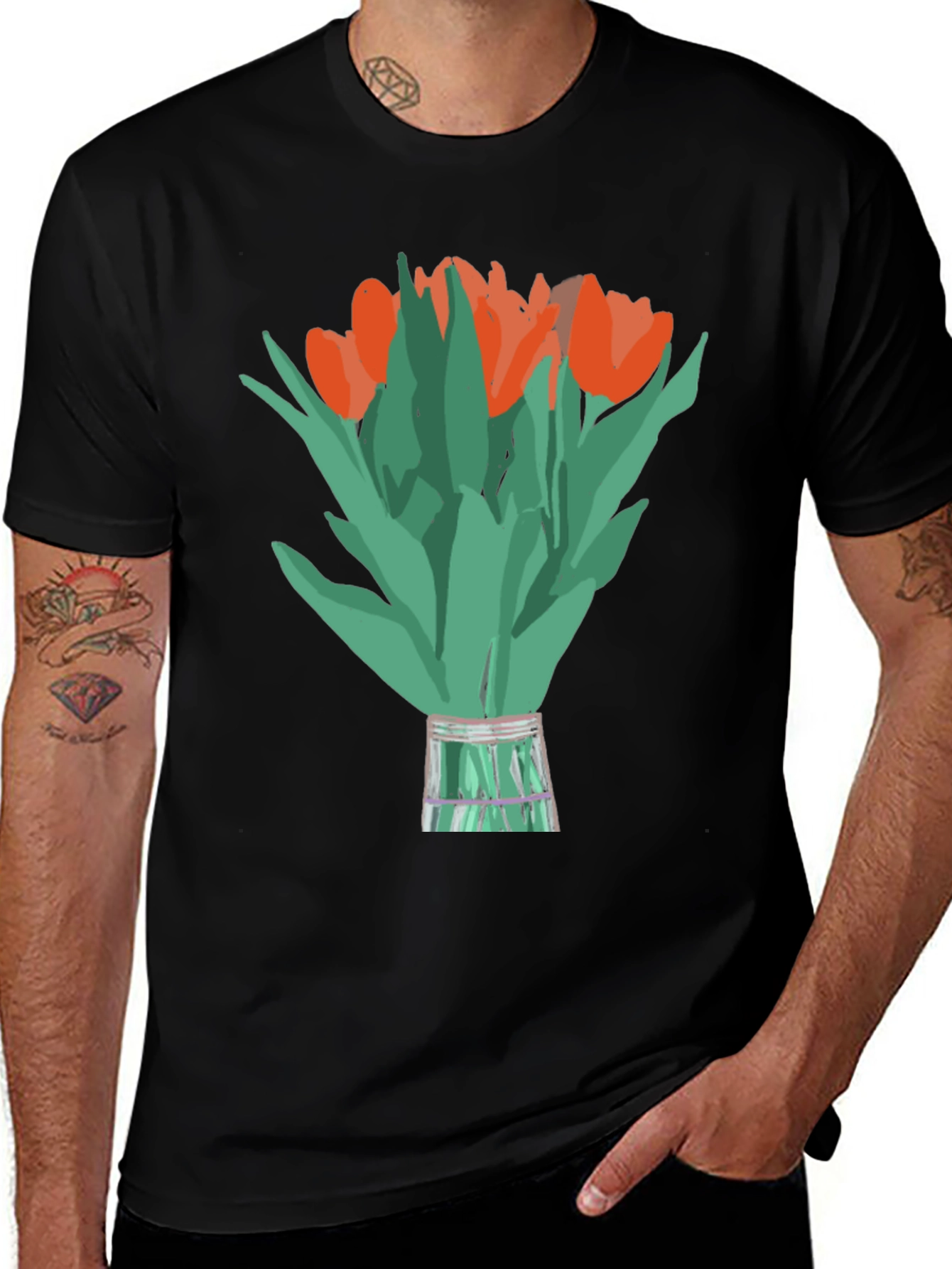 Tulip Bouquet Graphic Tee - Stylish Floral Design