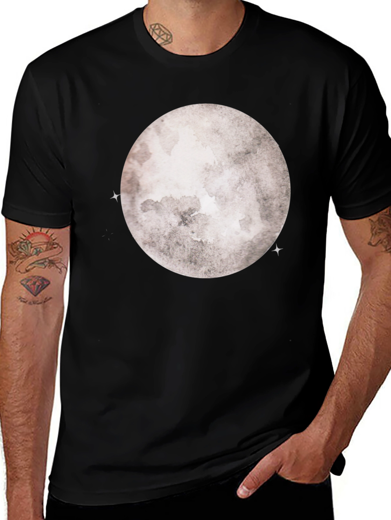 Variant 11 of Lunar Graphic Tee - Black Cotton Comfort