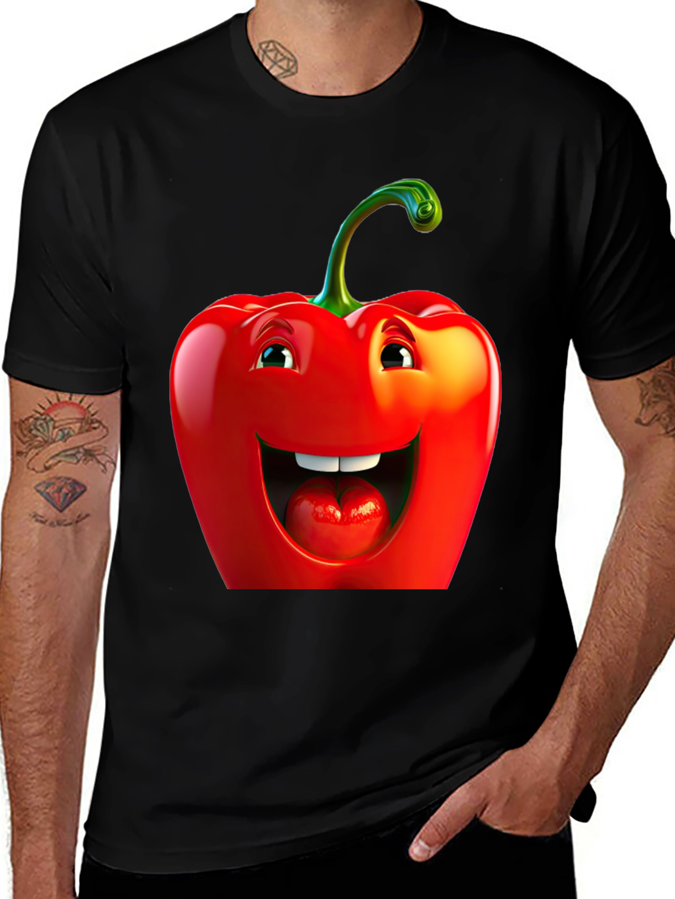 Variant 19 of Funny Pepper Graphic Tee - Black Cotton T-Shirt