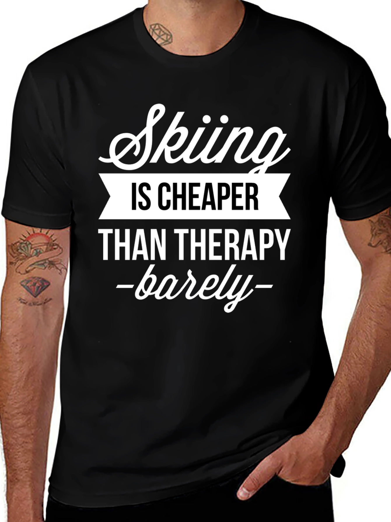 Variant 26 of Skiing is Cheaper Than Therapy Funny T-Shirt