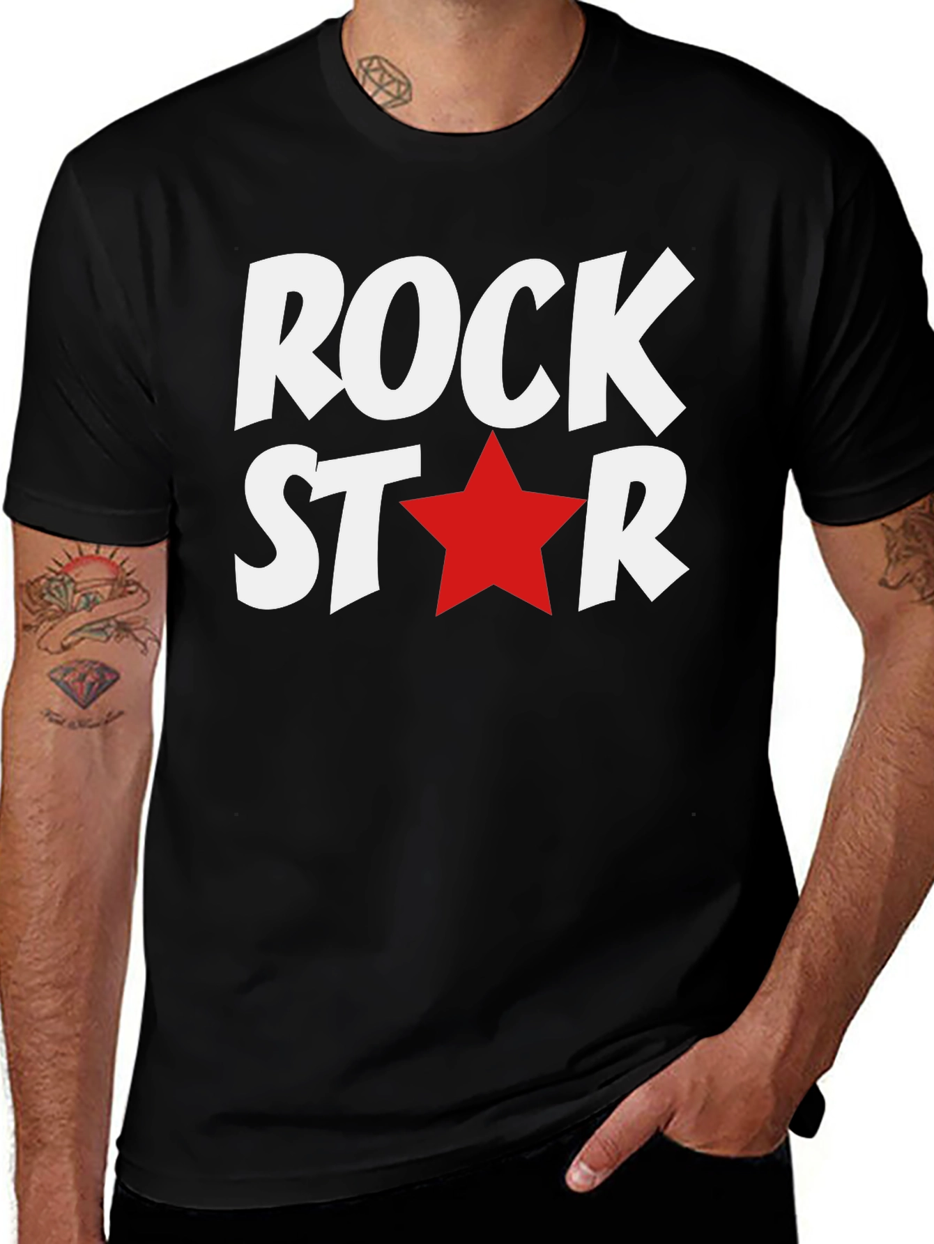 Variant 8 of Rock Star Graphic Tee - Bold Black Cotton T-Shirt