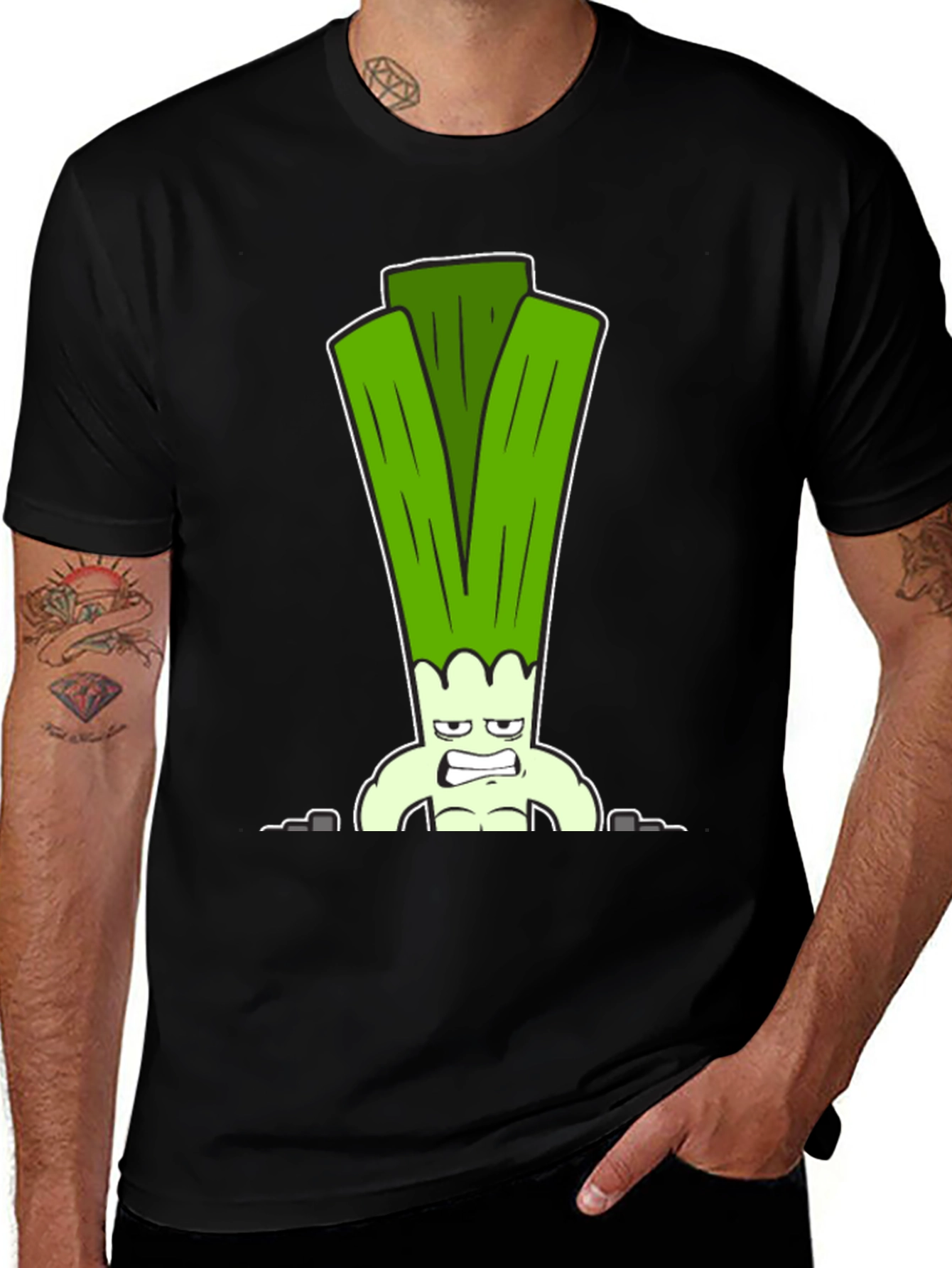 Funny Muscular Leek Graphic T-Shirt