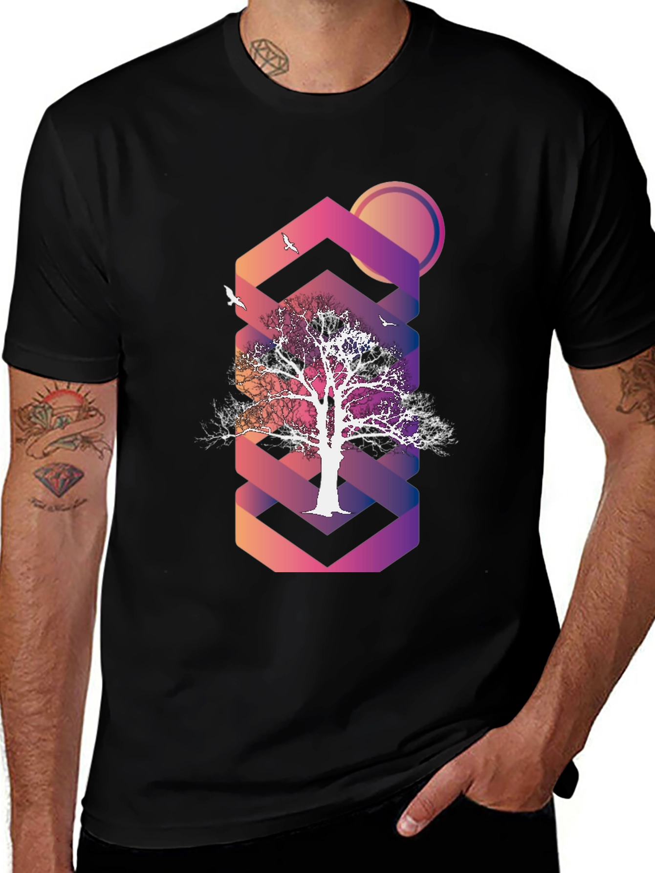 Variant 4 of Geometric Tree Graphic Tee - Stylish Nature Design