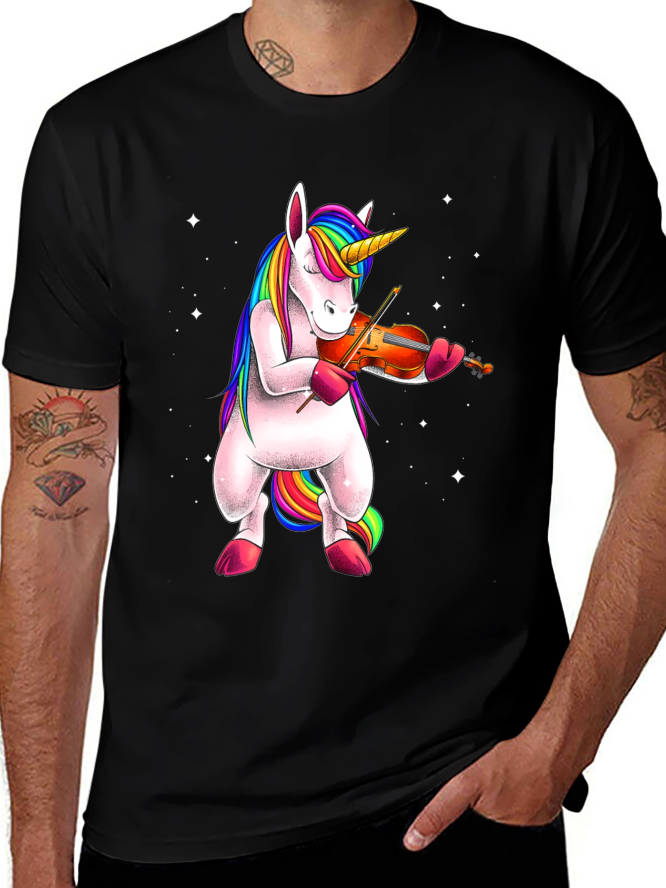 Variant 12 of Unicorn Playing Violin T-Shirt - Black