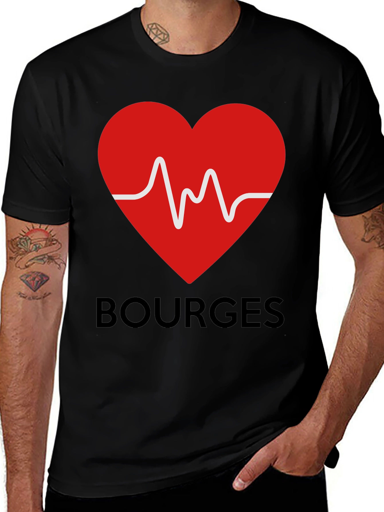 Bourges Heartbeat Graphic T-Shirt - Black
