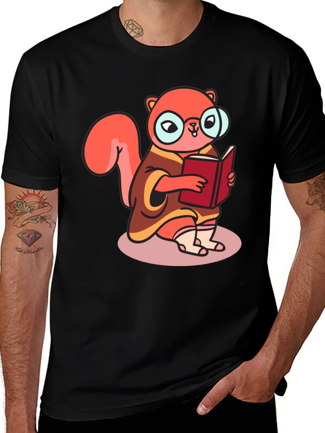 Variant 9 of Bookish Squirrel Tee - Cartoon Animal Shirt