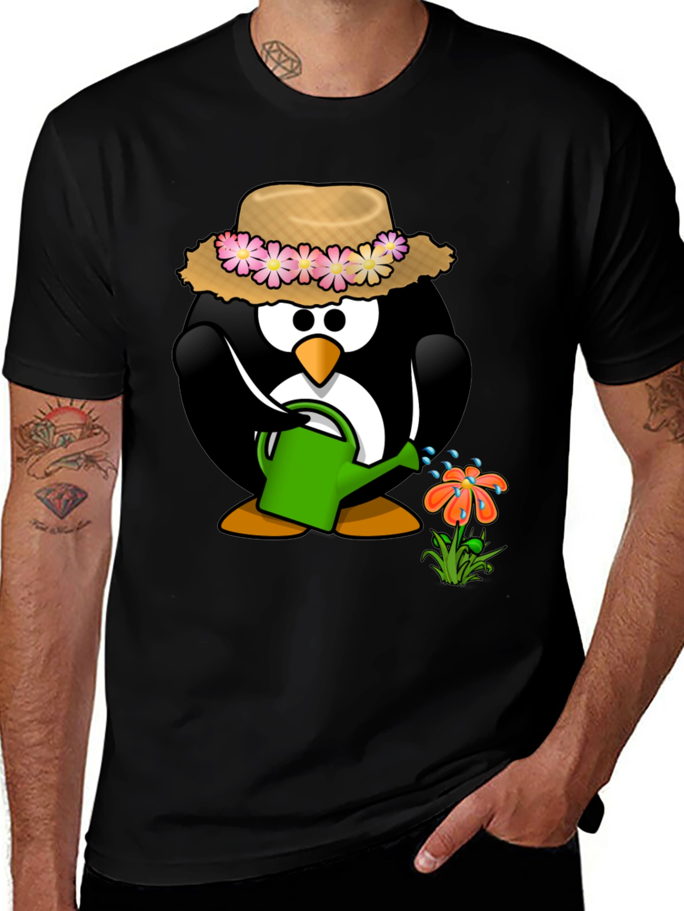 Variant 8 of Penguin Gardener Graphic Tee - Black