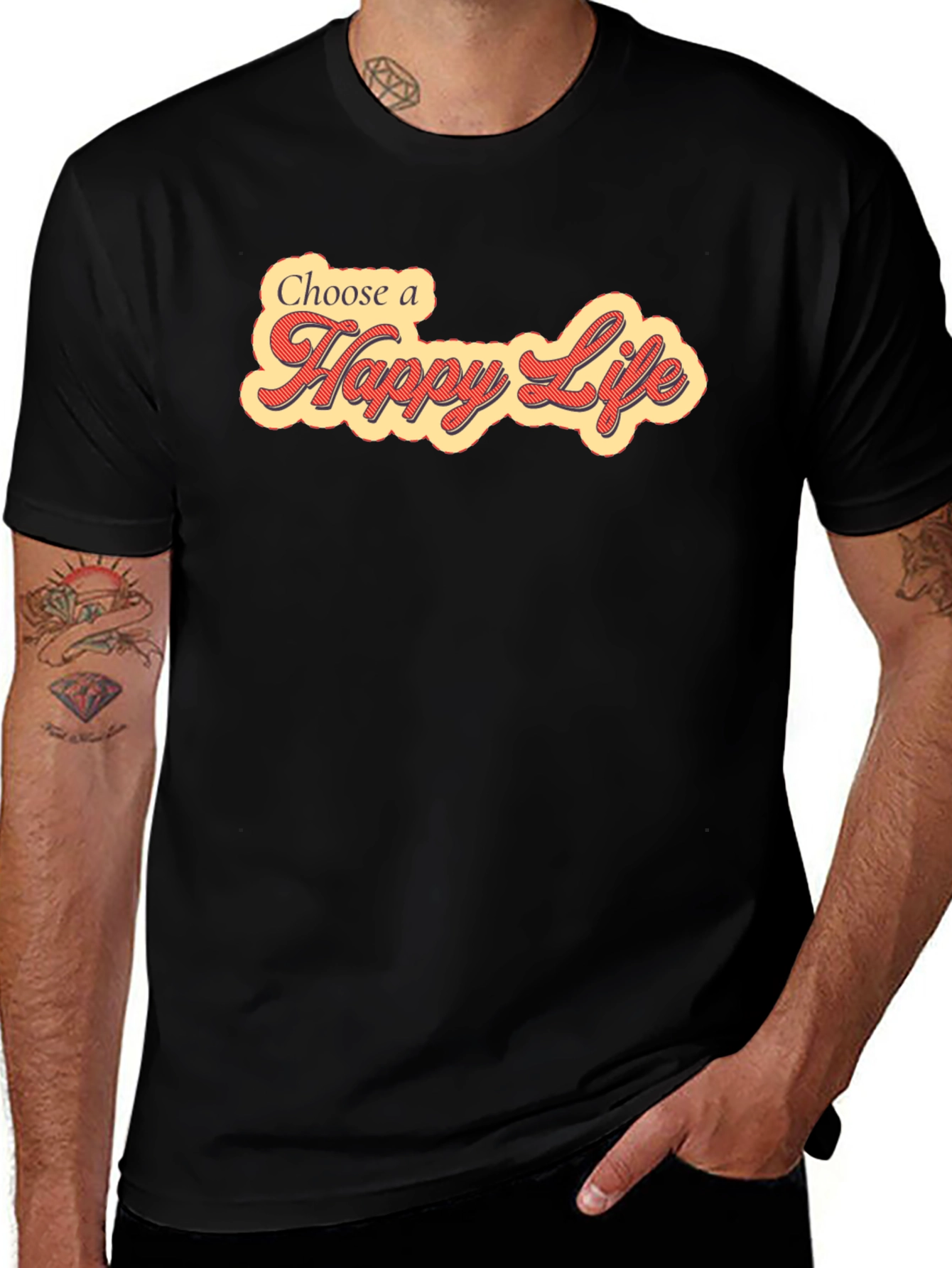 Variant 2 of Choose a Happy Life Black Graphic Tee Shirt